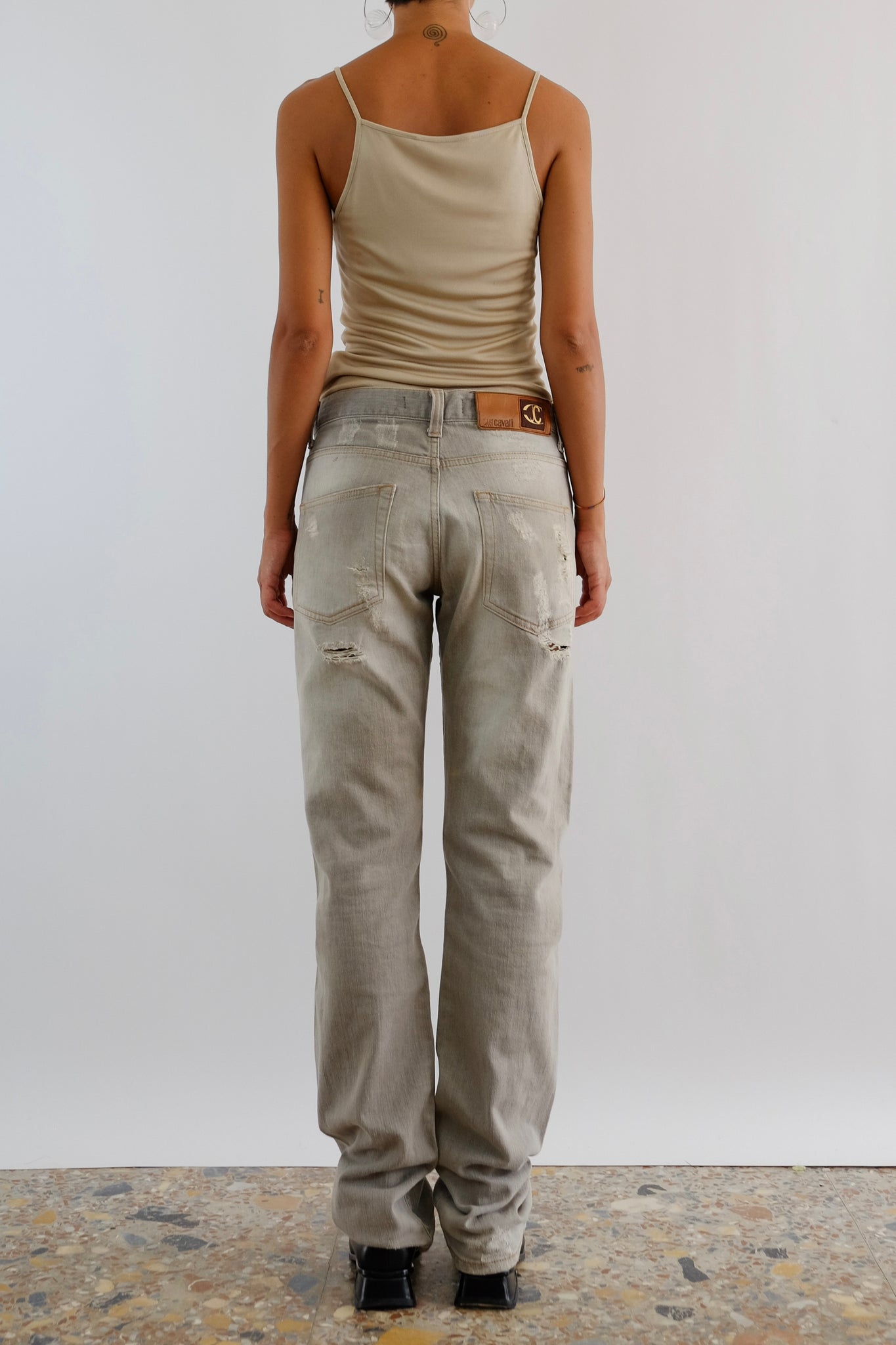 JUSTCAVALLI DISTRESSED JEANS