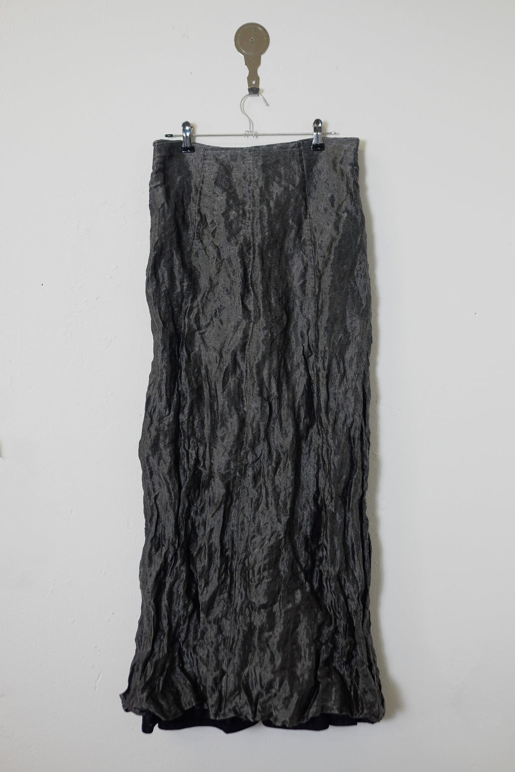 ROBERTA SCARPA METALLIC CRINKLE SKIRT IN TECHNICAL METALLIC FABRIC