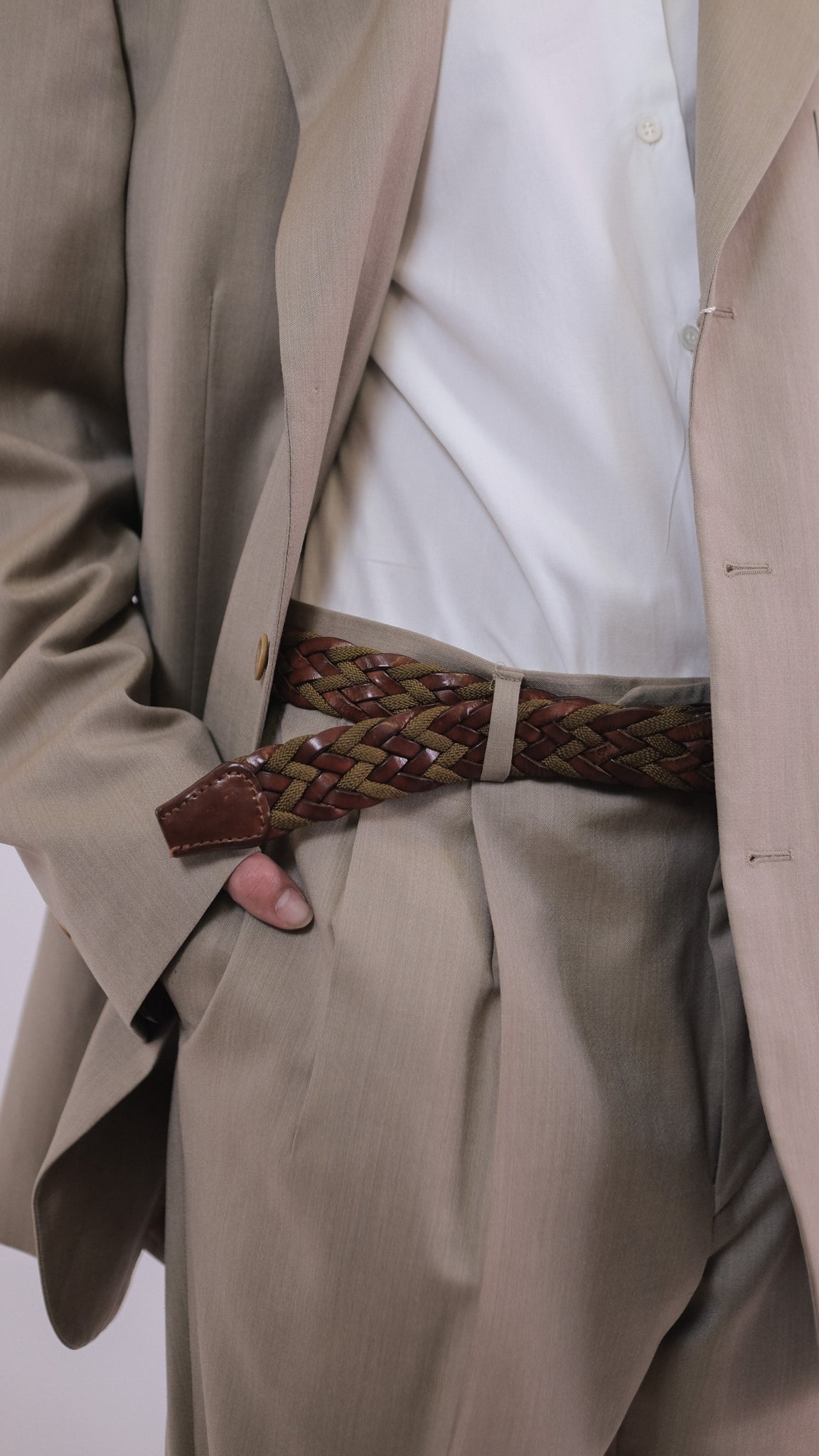 SERGIO CABOLA ROMA BRAIDED LEATHER BELT IN BROWN