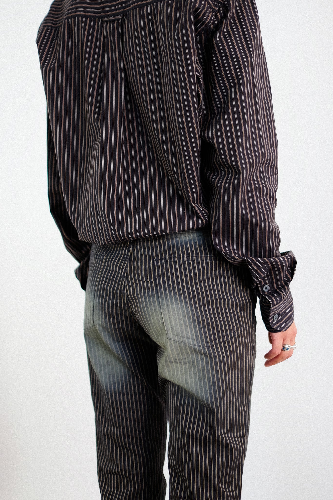 D&G STRIPED SHIRT IN BLACK & BROWN