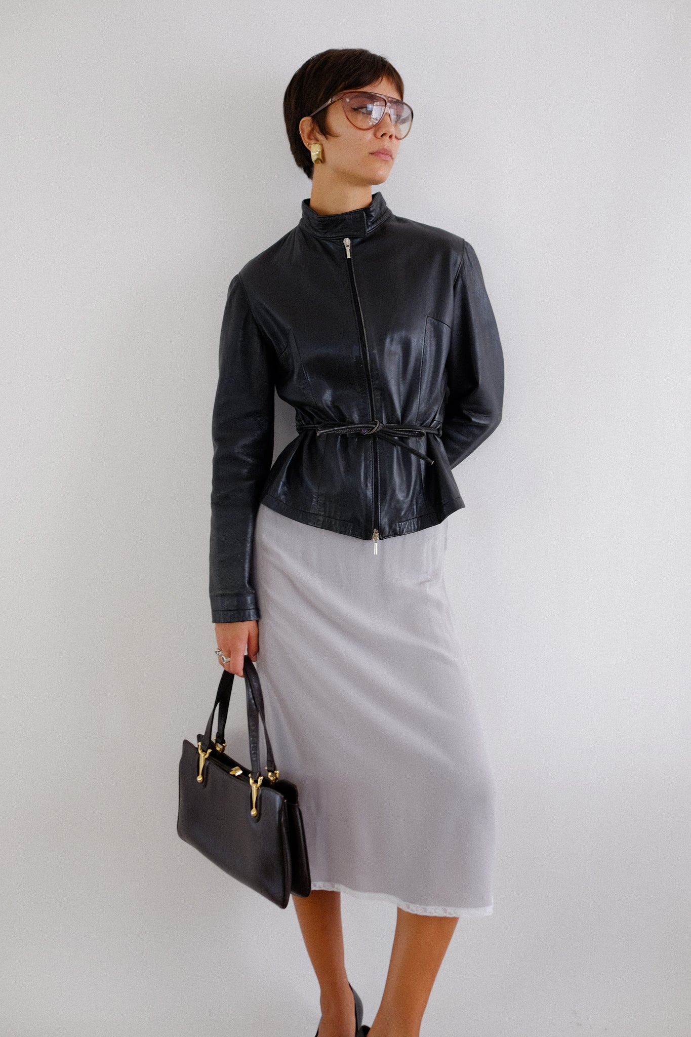 PRADA SILK SLIP SKIRT IN LAVENDER GREY