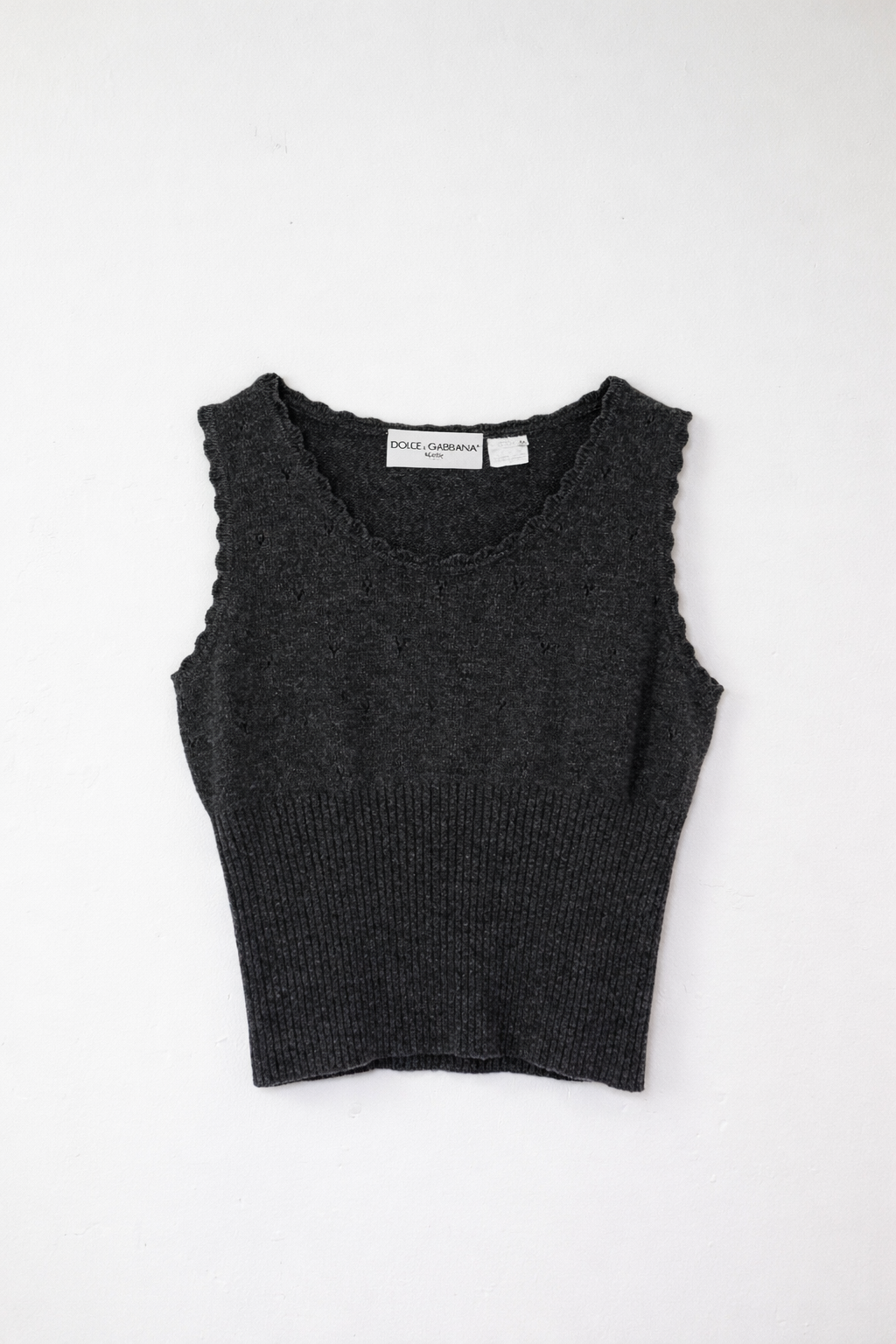 DOLCE AND GABBANA SCALLOPED SWEATER VEST IN DARK GREY