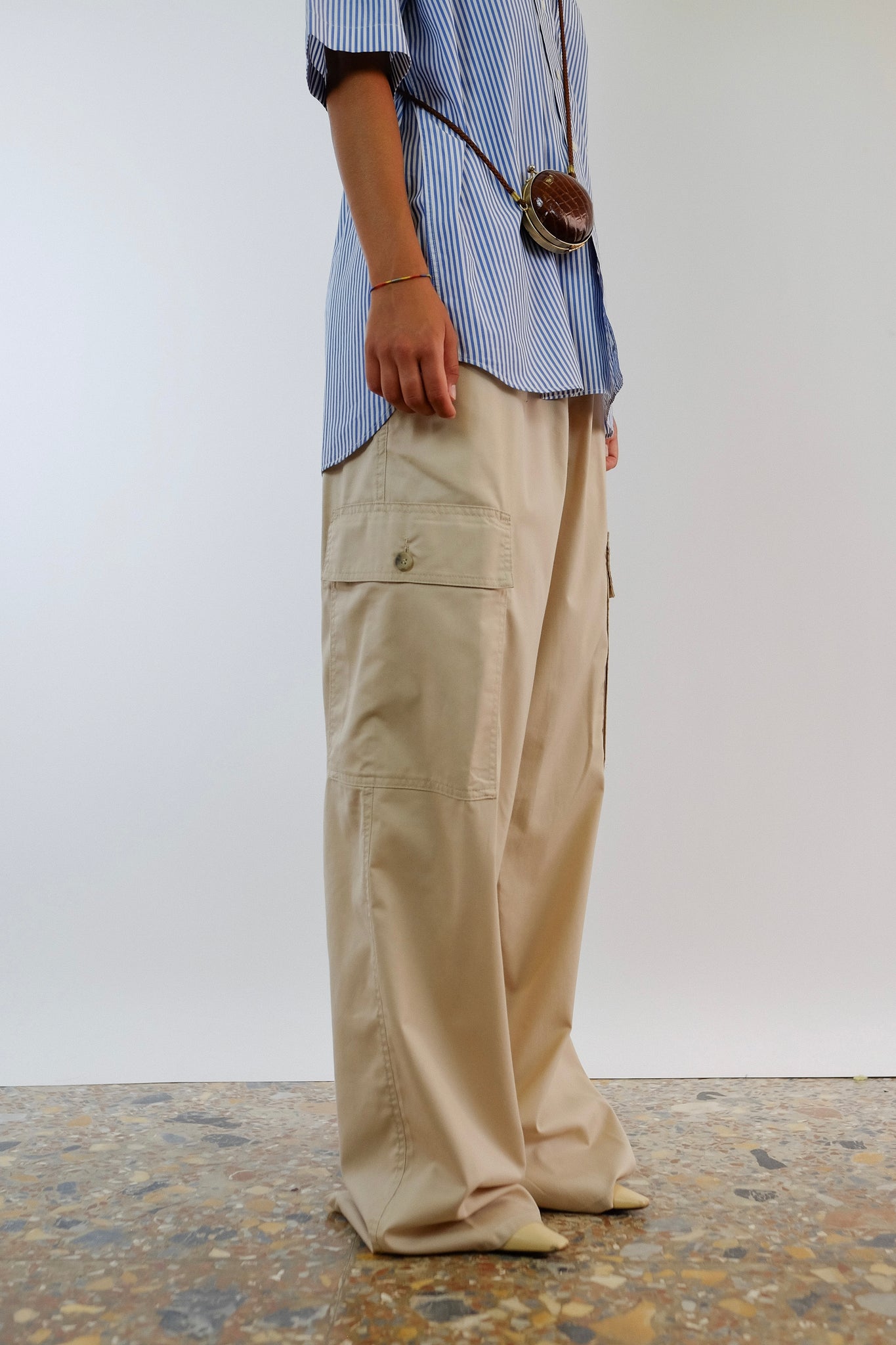 ARMANI JEANS DRAWSTRING WIDE CARGOS IN SAND