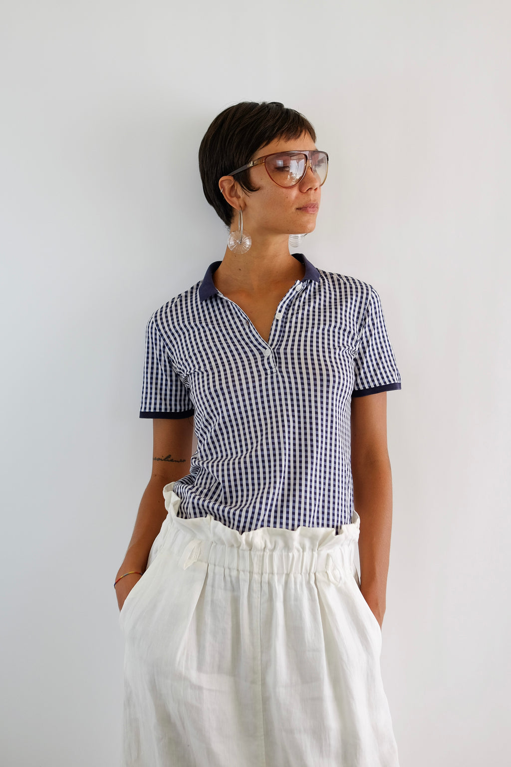 DOLCE & GABBANA STRETCH POLO IN BLUE GINGHAM