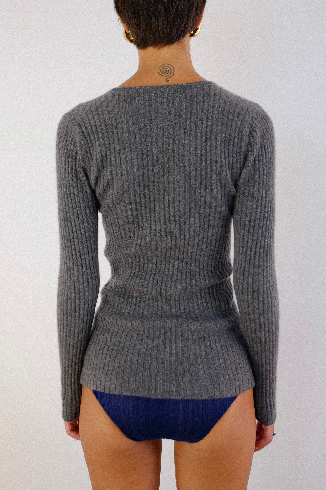 LIGHT RIB LONGSLEEVE TOP IN PURE CASHMERE