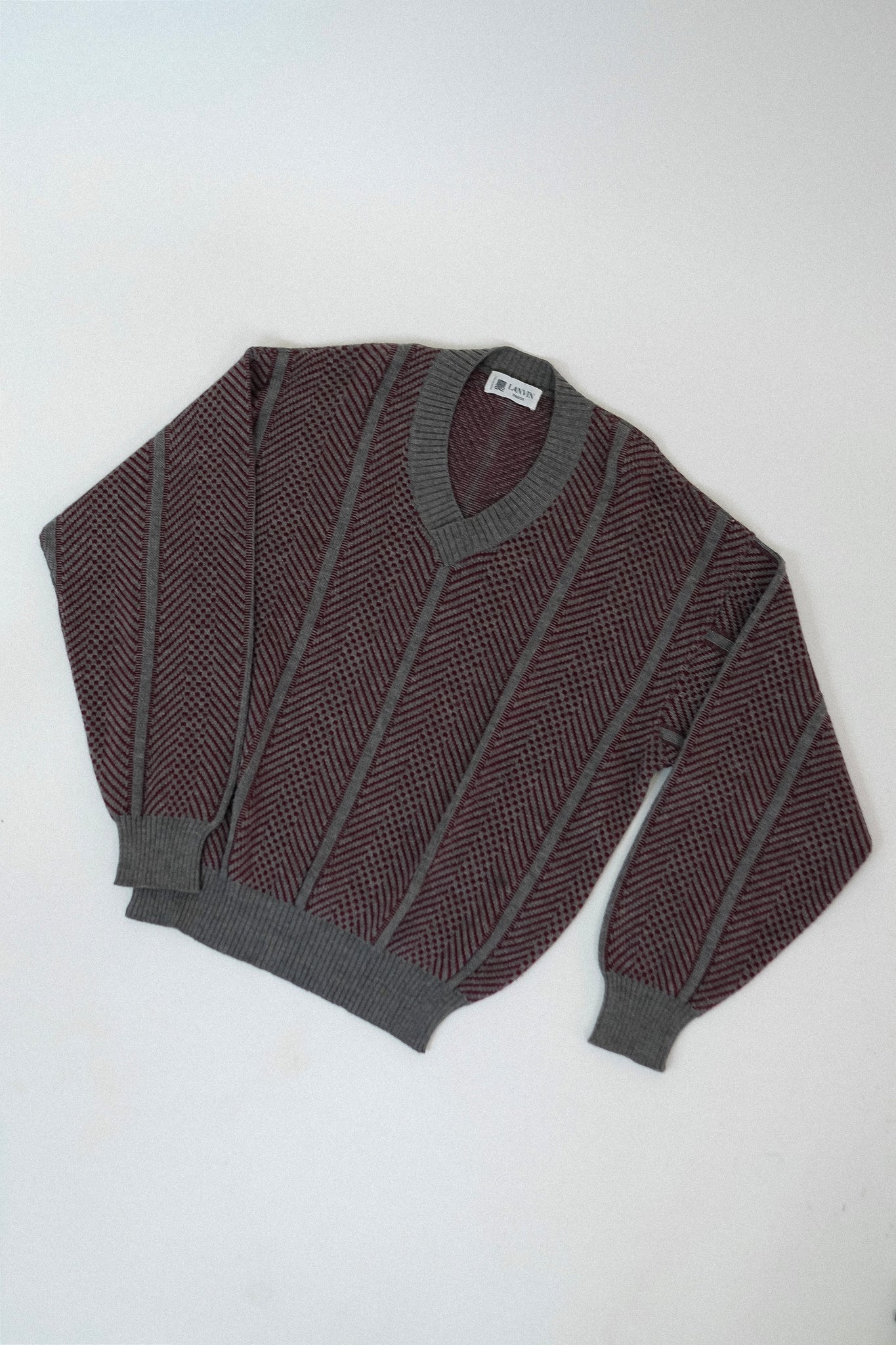 1980s LANVIN PURE VIRGIN WOOL INTARSIA SWEATER