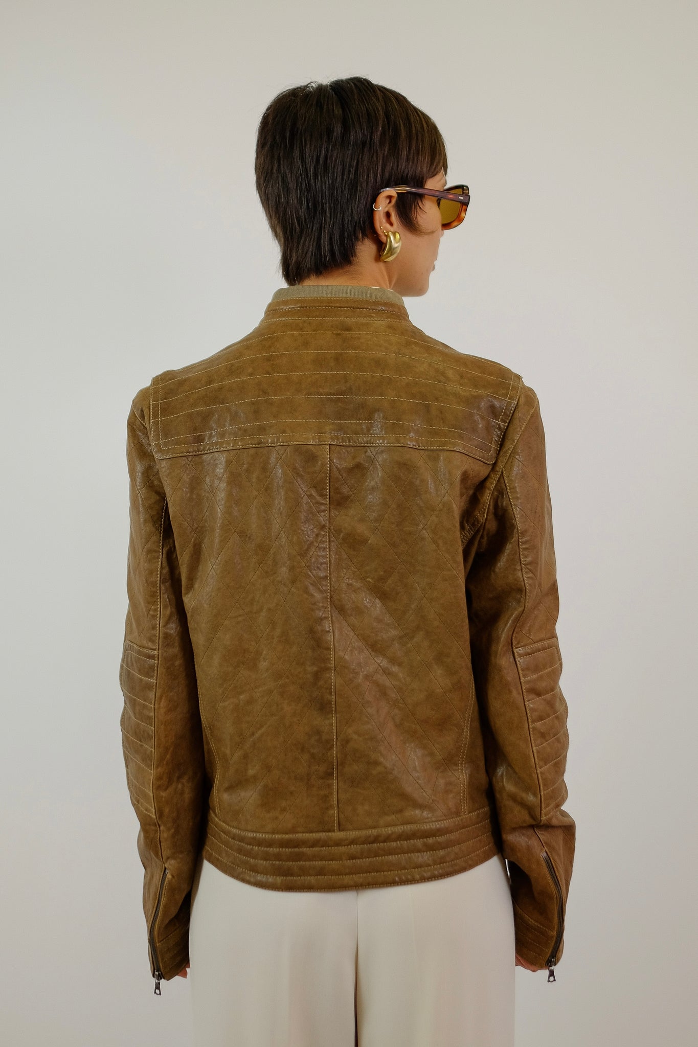 NEIL BARRETT LEATHER JACKET IN BROWN