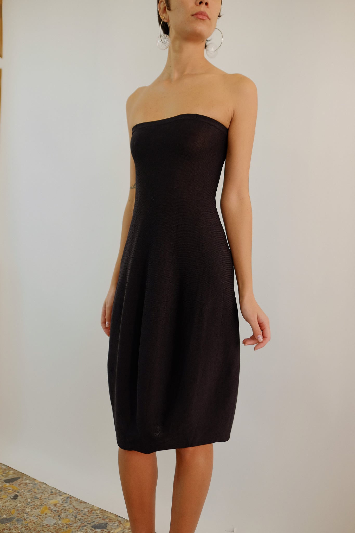 TERRE ALTE STRETCH KNIT BUBBLE DRESS IN BLACK