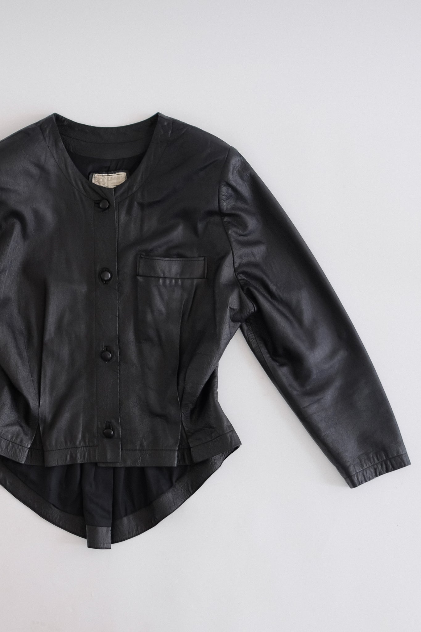 ELIZABETH DAY SINCH TAIL JACKET IN BLACK LEATHER
