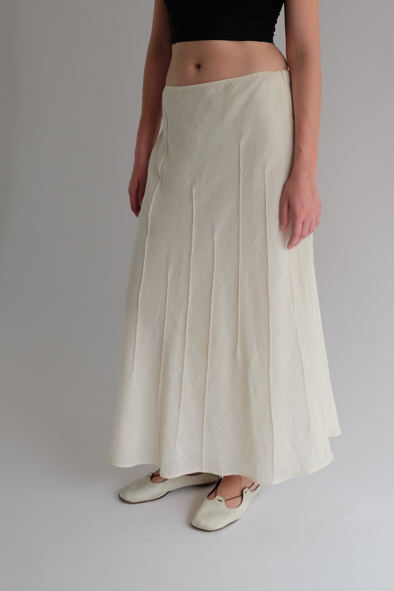 KRIZIA PINTUCK RAMIE SKIRT IN PANNA