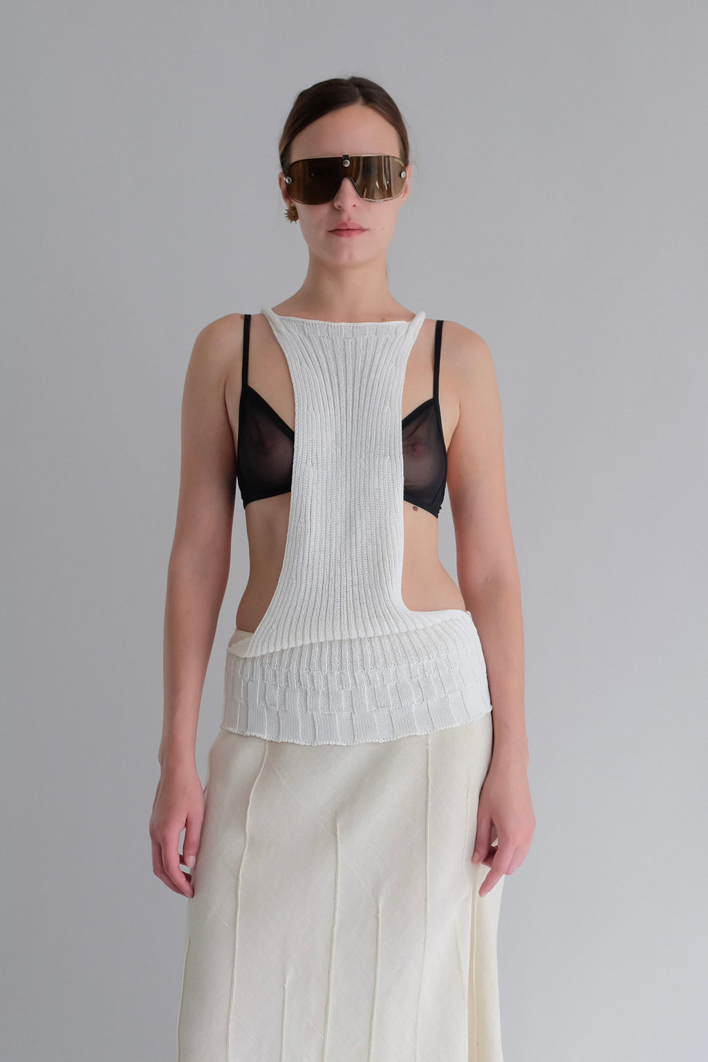 LIVIANA CONTI KNIT STRIP TANK TOP IN WHITE