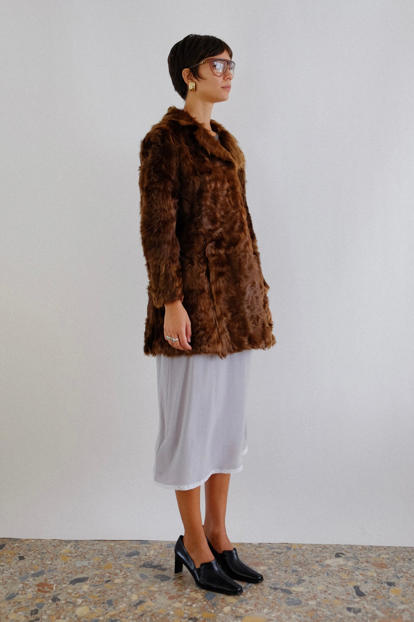 CIRCA 1960s FUR JACKET IN CHOCOLATE BROWN