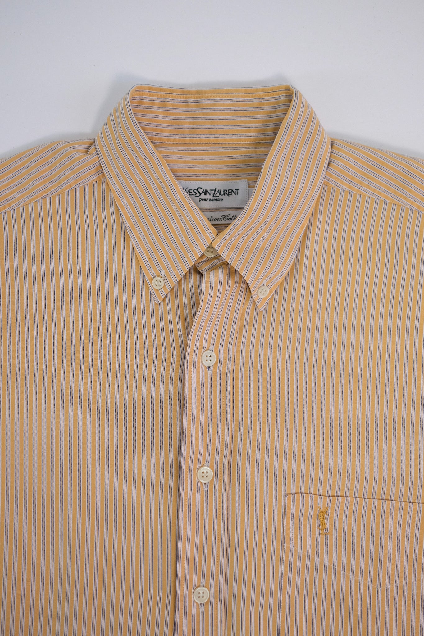 80S YVES SAINT LAURENT SHIRT IN SUNBURST COTTON STRIPE