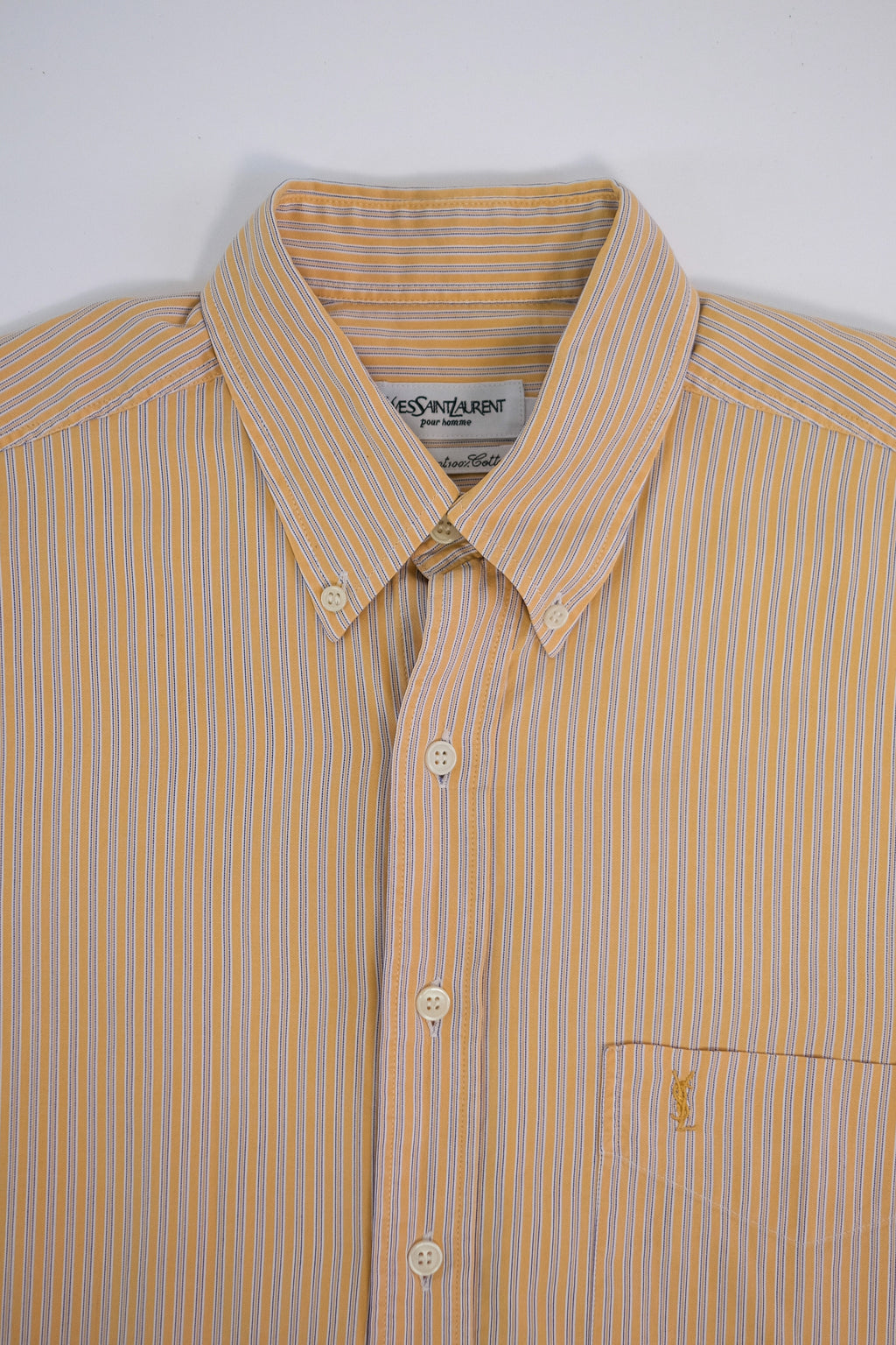 80S YVES SAINT LAURENT SHIRT IN SUNBURST COTTON STRIPE