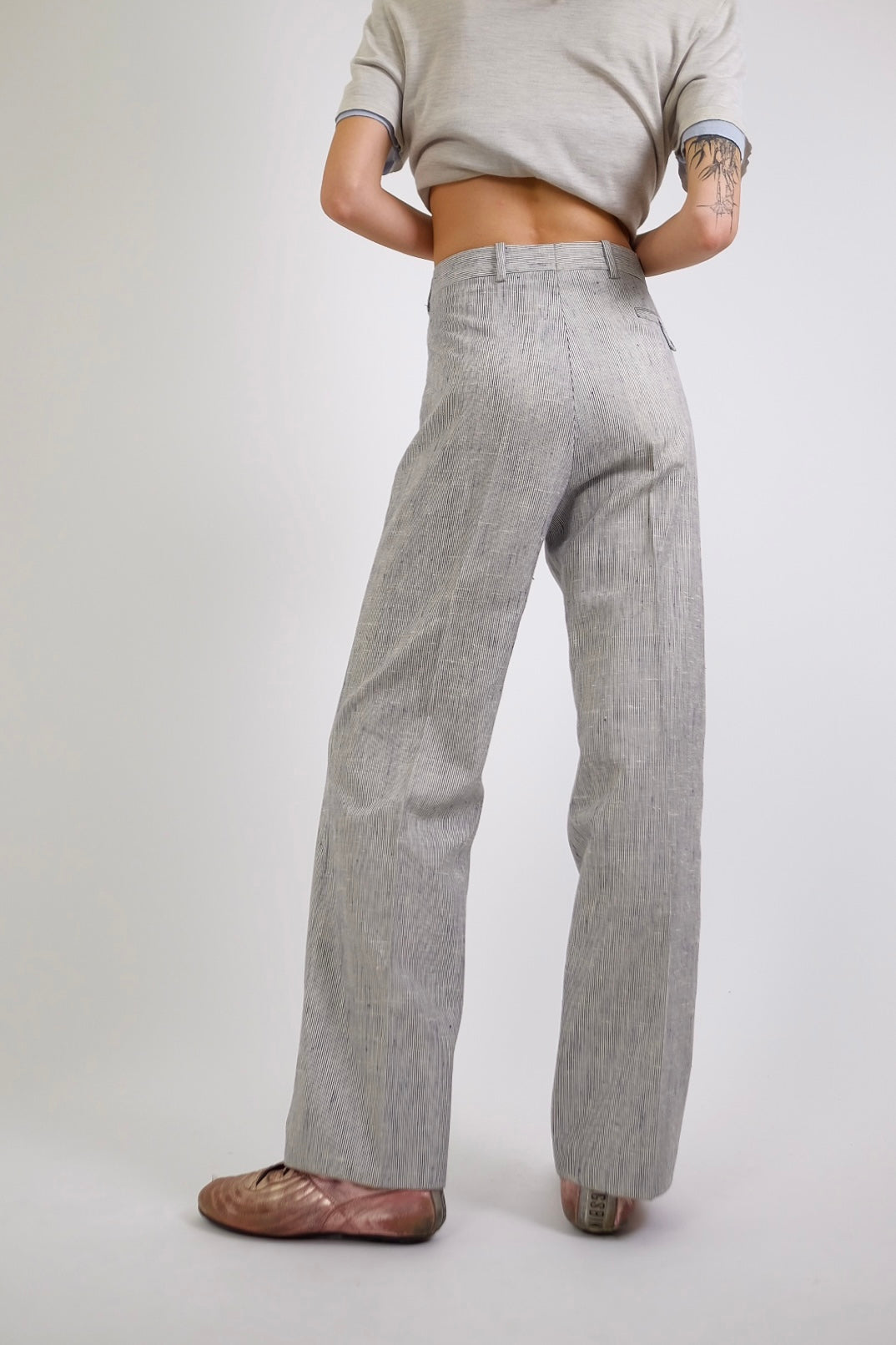 ITALIAN LINEN STRIPE PANTS