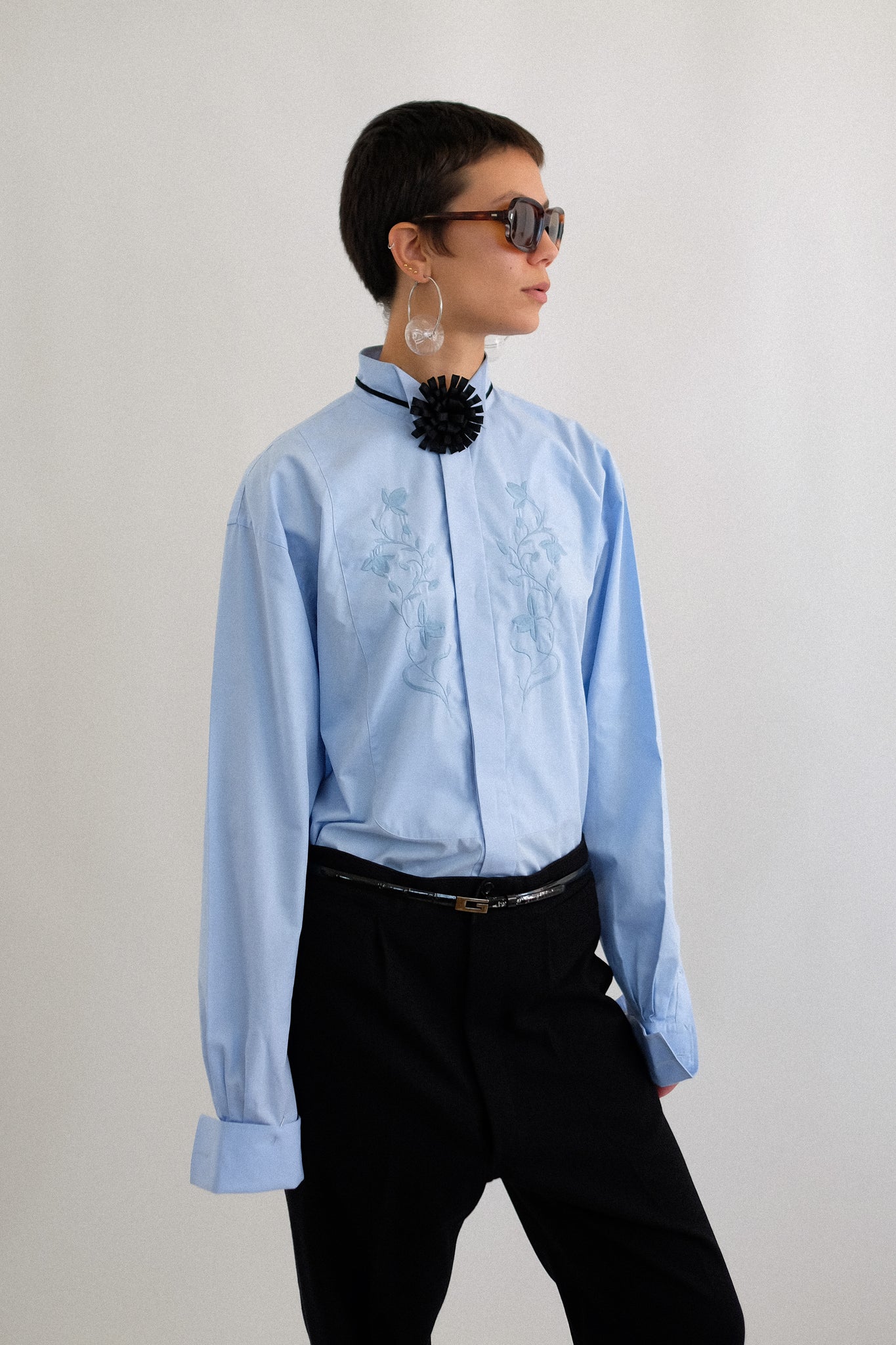 KENZO HOMME EMBROIDERED SHIRT IN BLUE