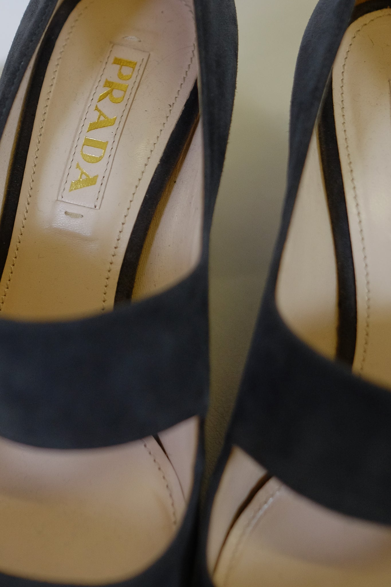 PRADA SUEDE MARY JANE IN SLATE GREY