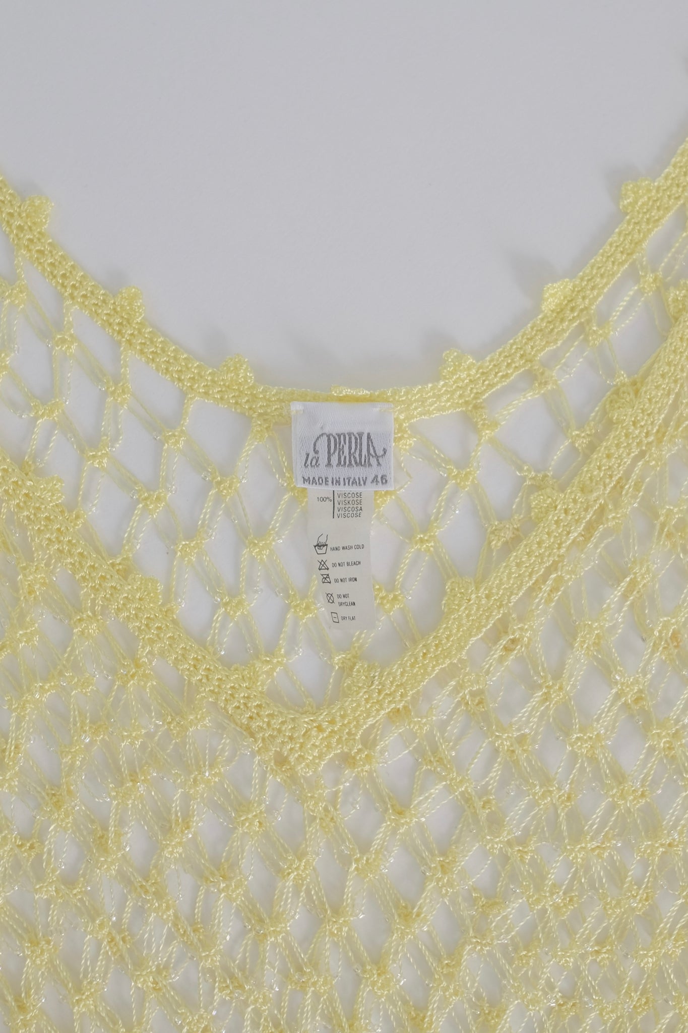 LA PERLA MACRAME DRESS IN YELLOW BEADED NET