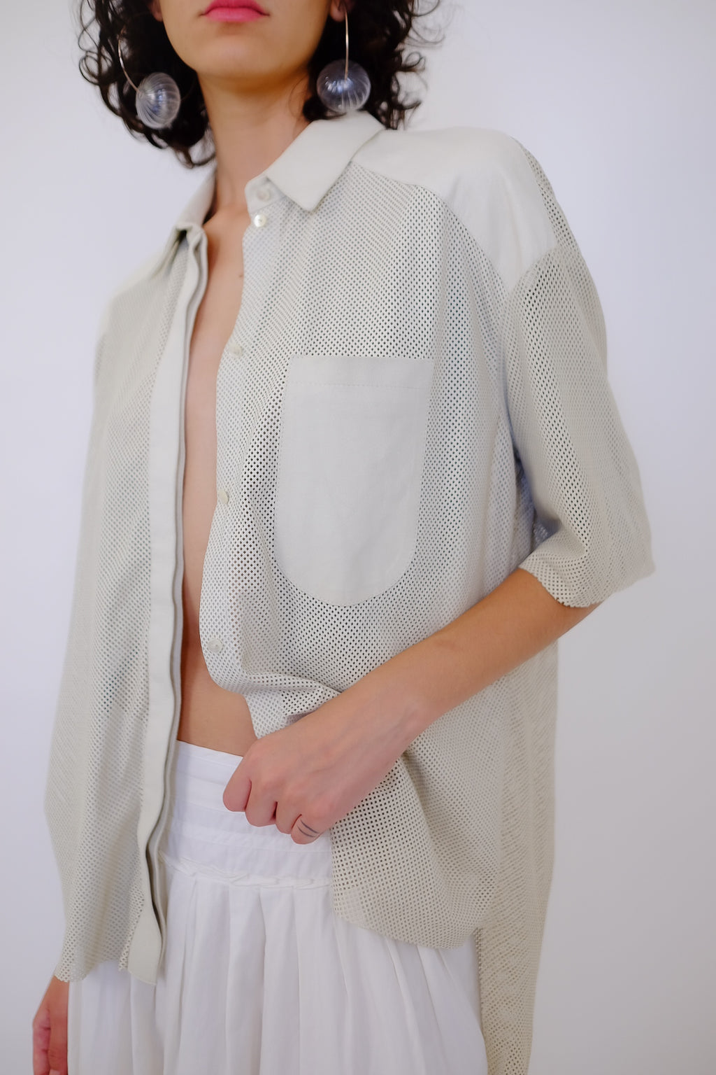 DROME PERFORATED LEATHER SHIRT