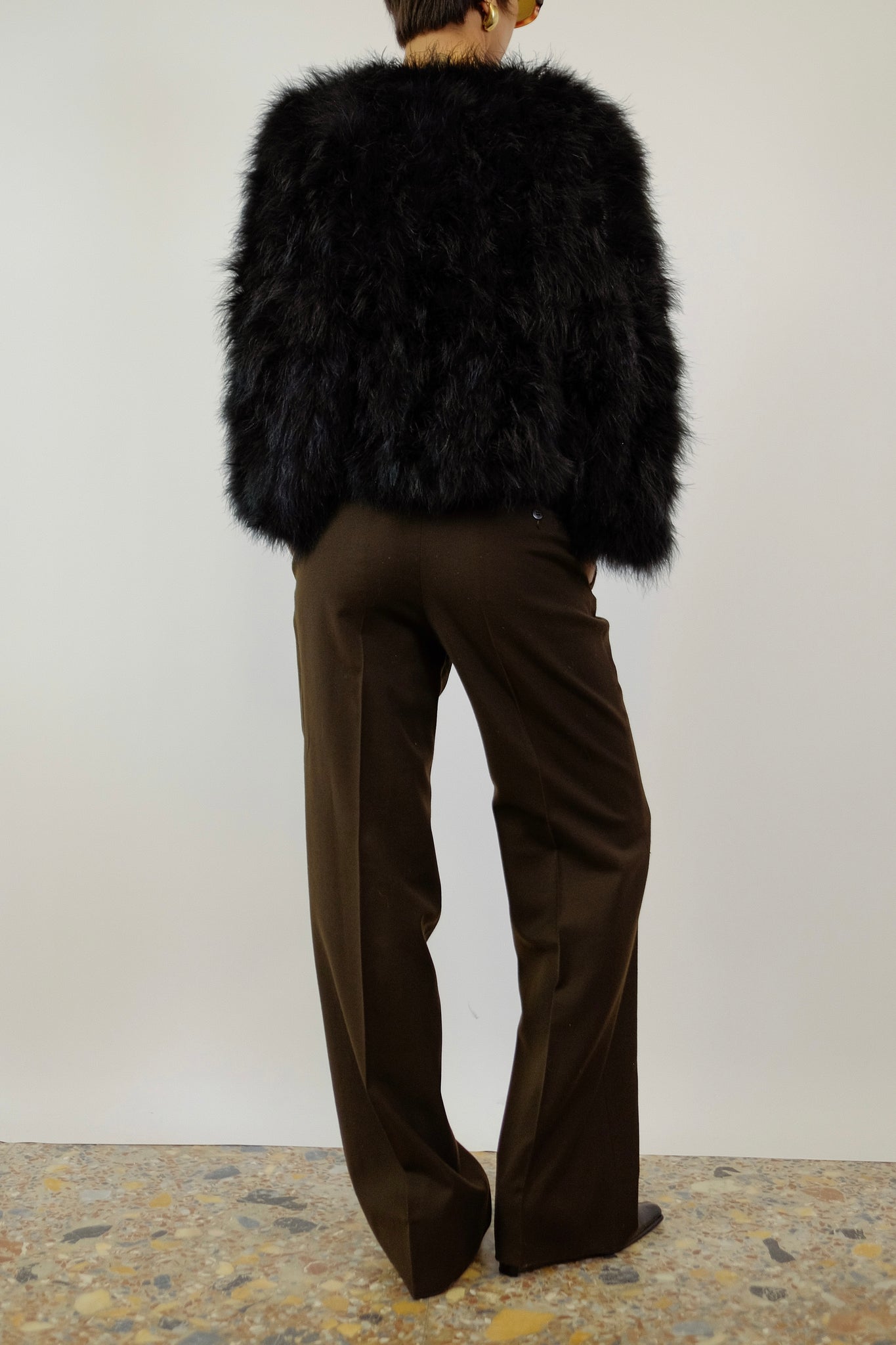 FEATHER BOLERO IN BLACK