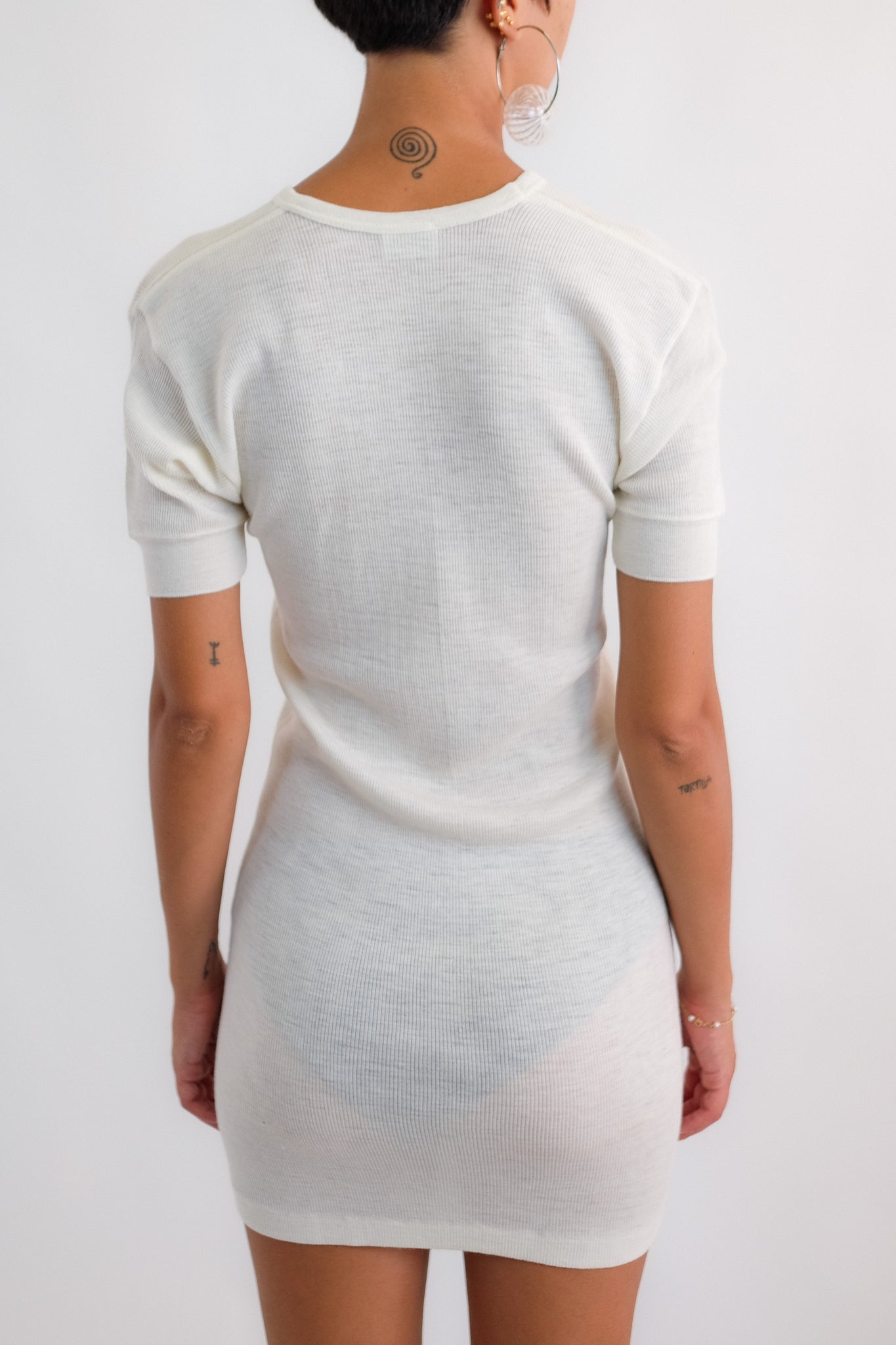 VINTAGE RAGNO DEADSTOCK KNIT T-DRESS IN PANNA