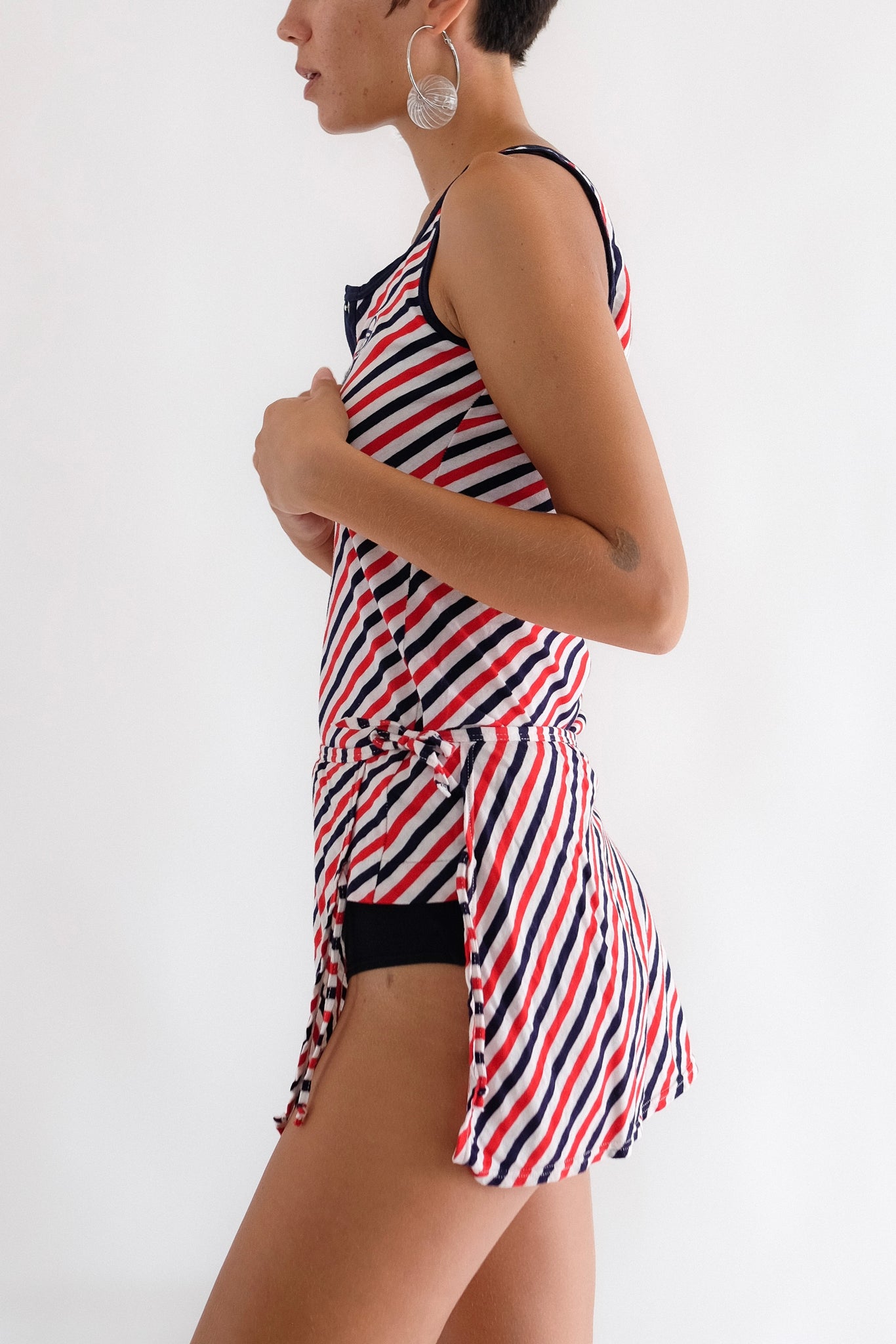 1970S SERGIO TACCHINI STRIPED SET IN BLUE, WHITE AND RED COTTON JERSEY