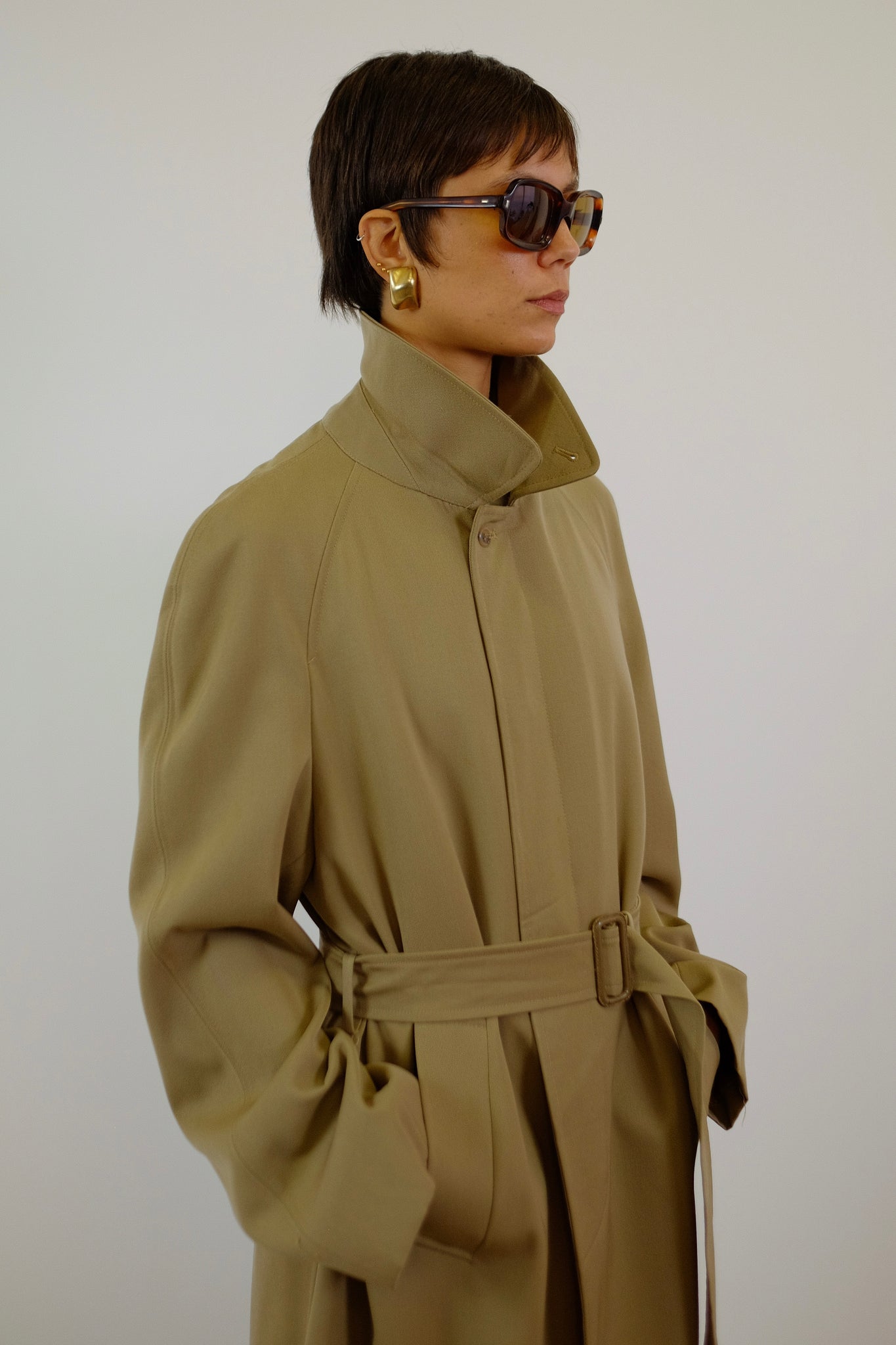 BALLARINI TRENCH IN BEIGE WOOL TWILL