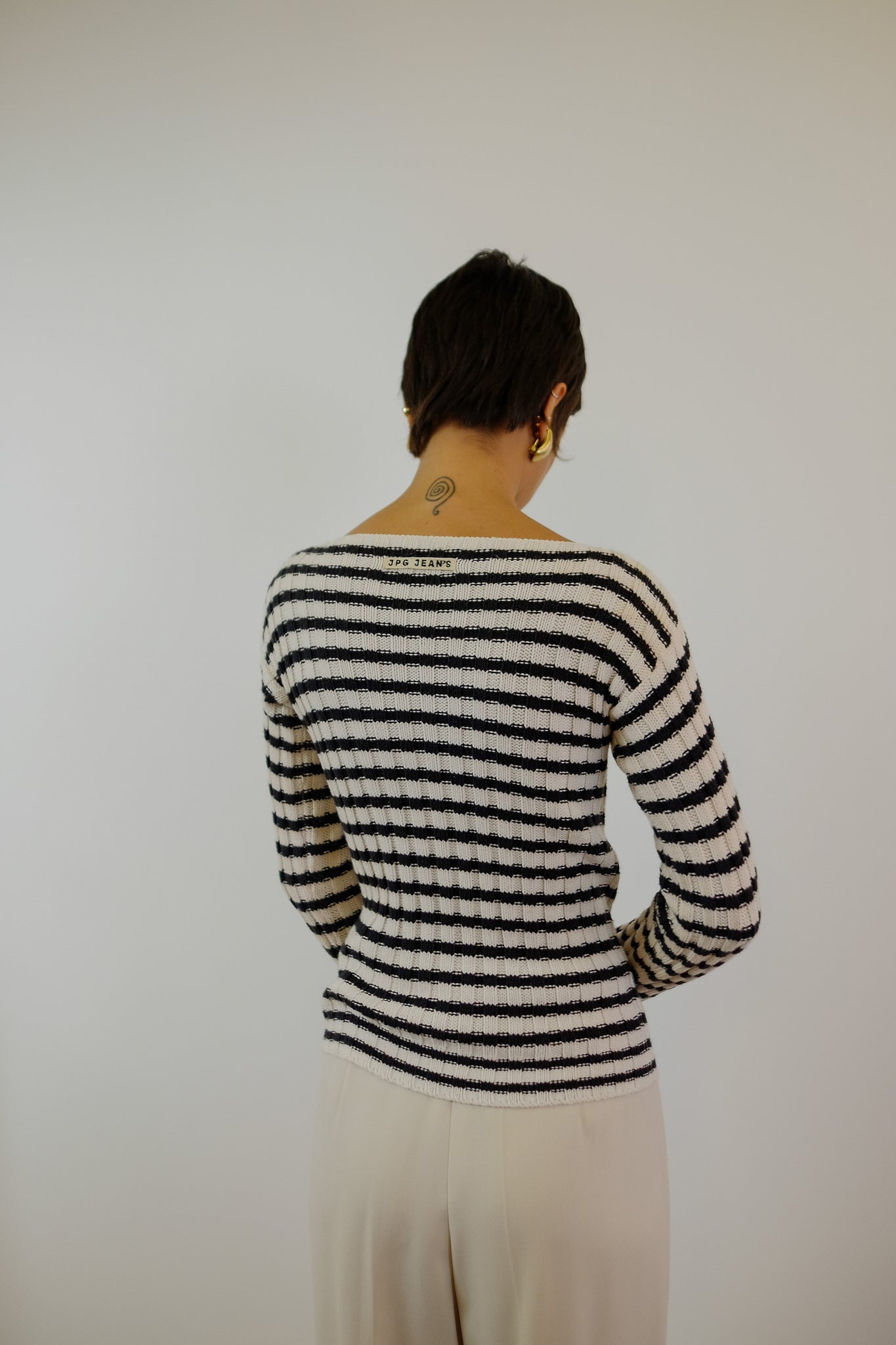 JEAN PAUL GAULTIER KNIT IN BLACK & OFF WHITE STRIPES
