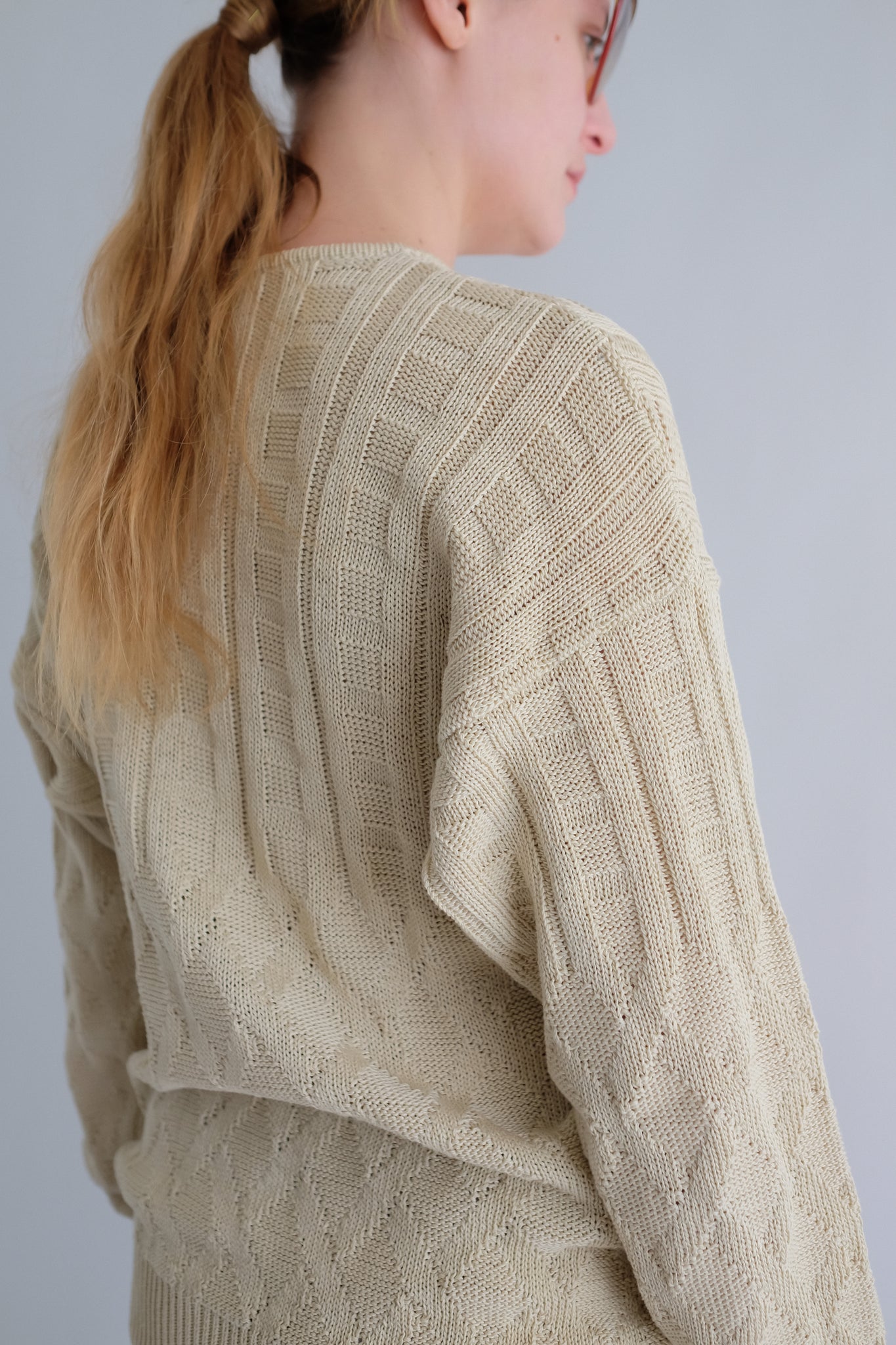 EMANUEL UNGARO LIGHT COTTON KNIT IN BEIGE CABLE