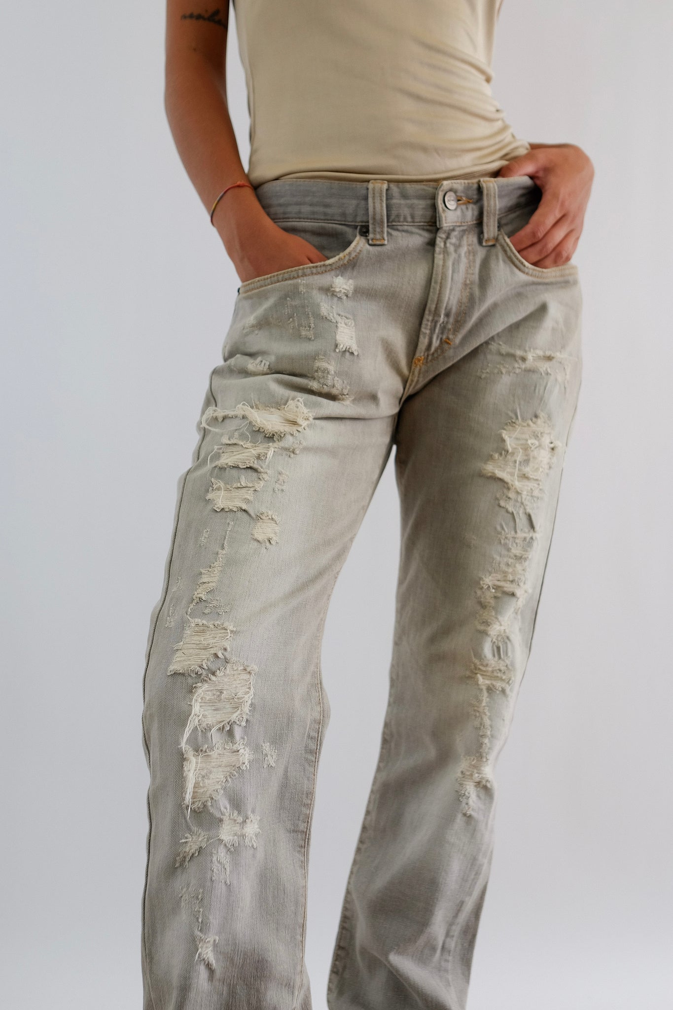 JUSTCAVALLI DISTRESSED JEANS