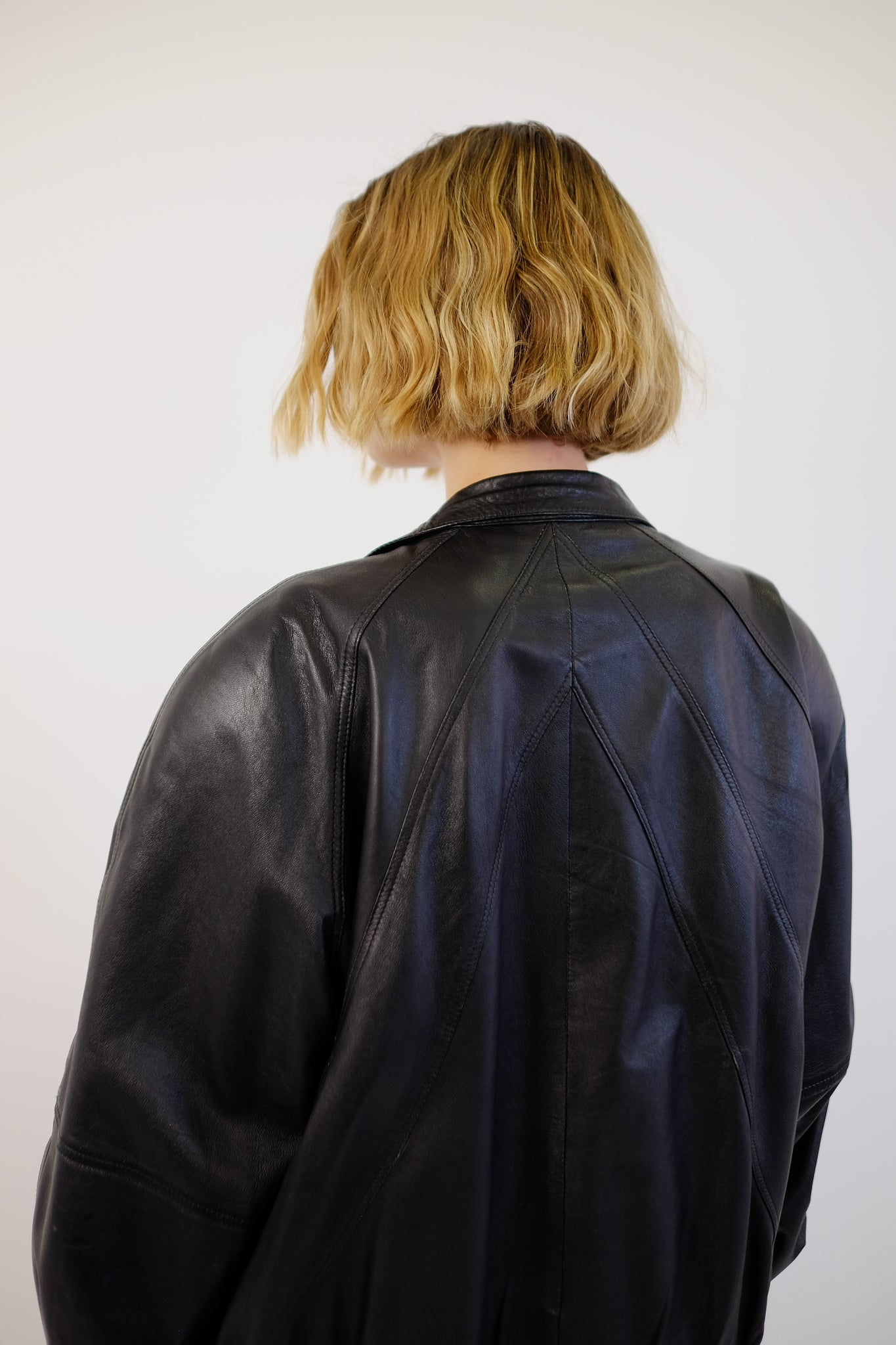 ITALIAN CHEVRON LEATHER BOMBER JACKET