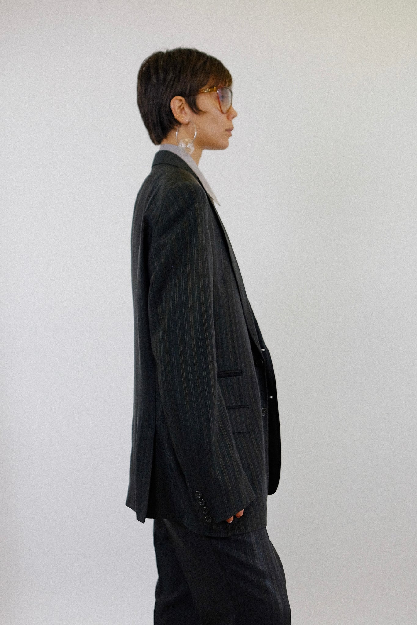 ROBERTO CAVALLI MENSWEAR PINSTRIPE SUIT IN DEEP GREY