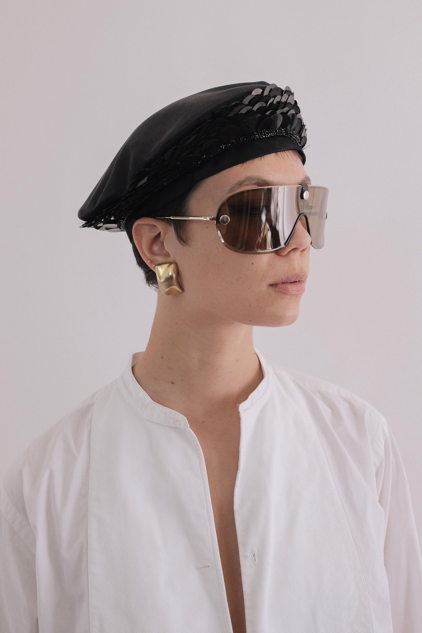 EMPORIO ARMANI CIRCA 1990s DEADSTOCK EMBROIDERED BERET