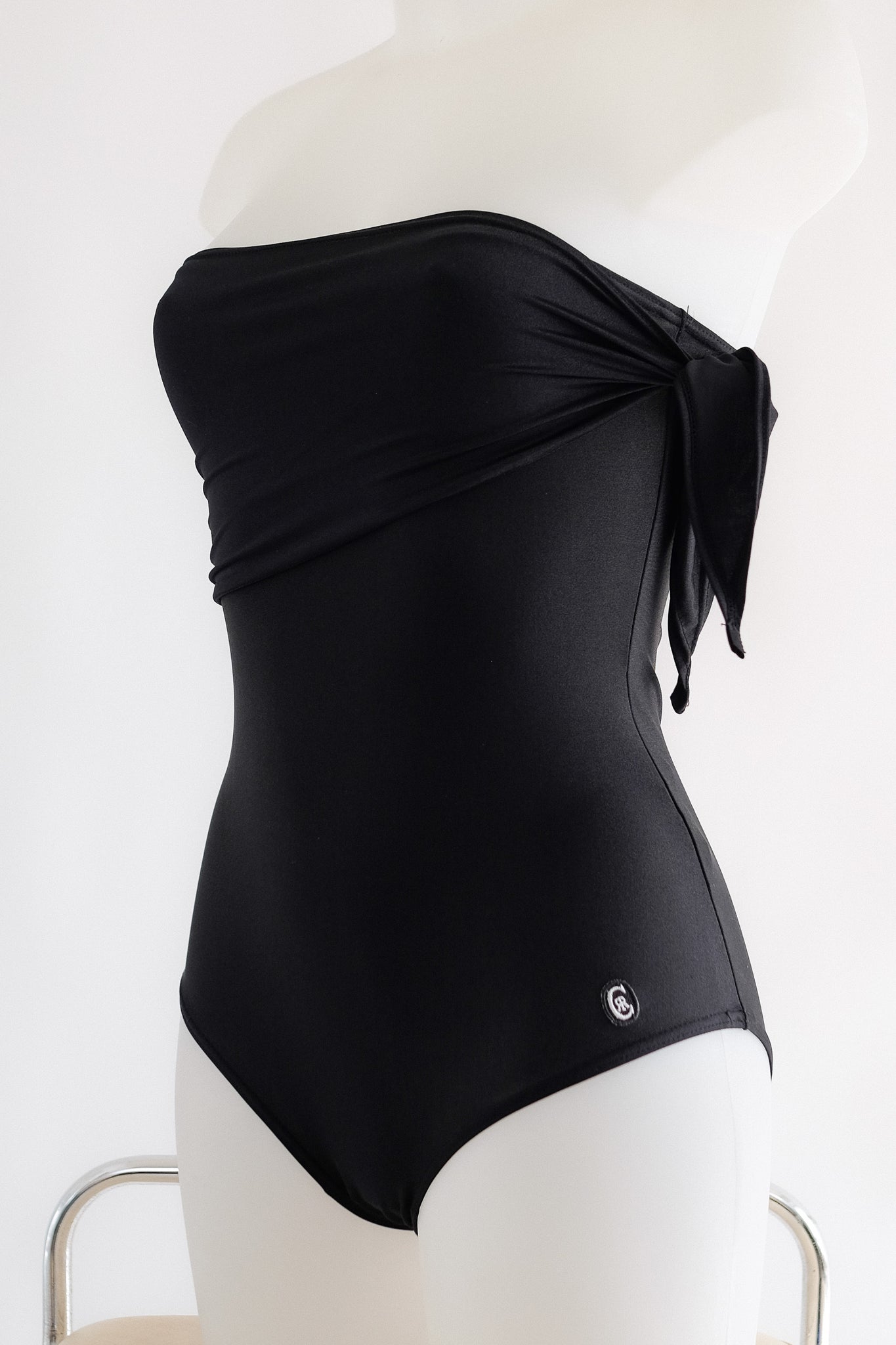 CERRUTI WRAP-TIE SWIMSUIT IN BLACK