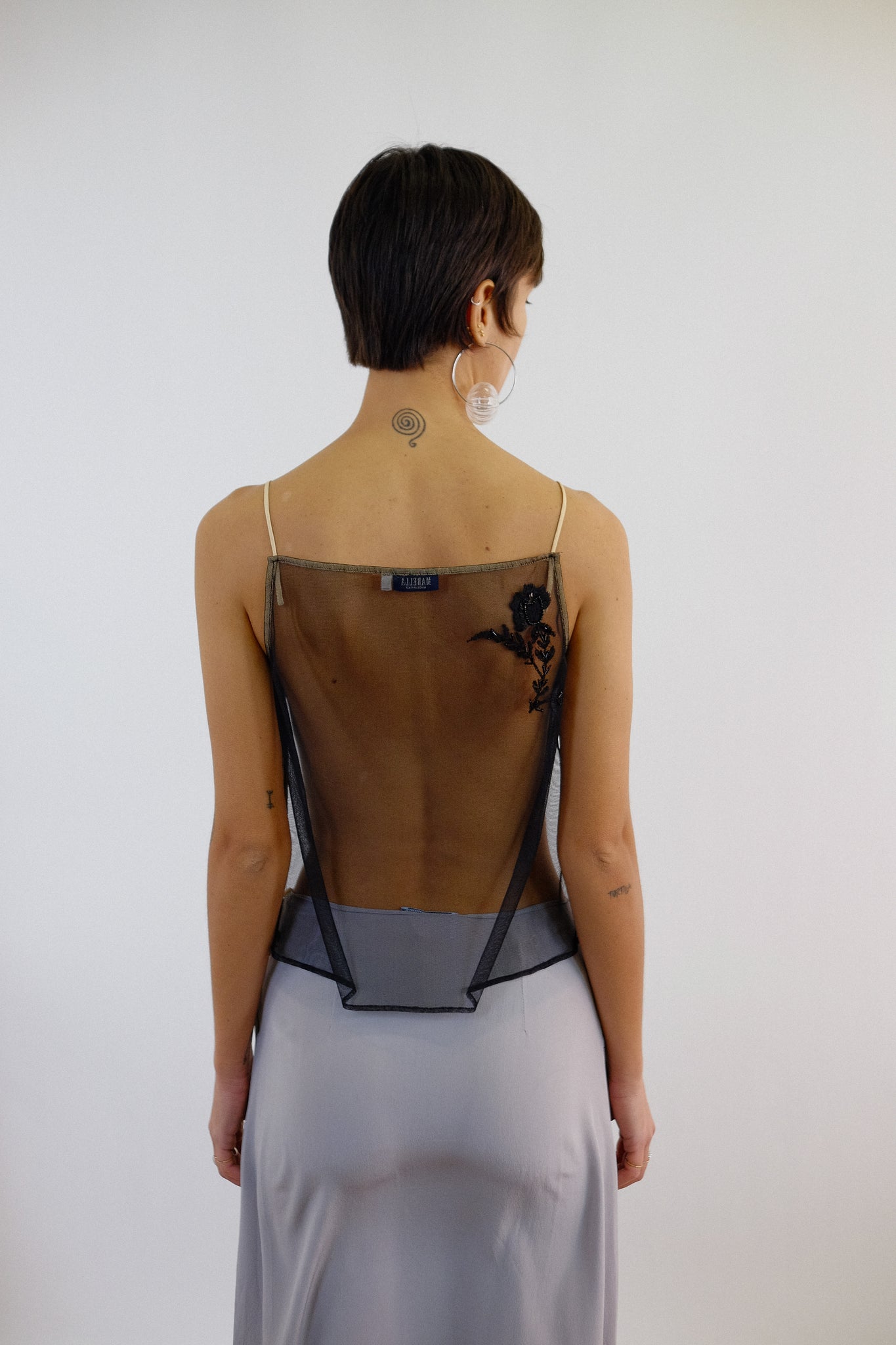 MARELLA (MAX MARA GROUP) EMBROIDERED MESH TOP IN BLACK