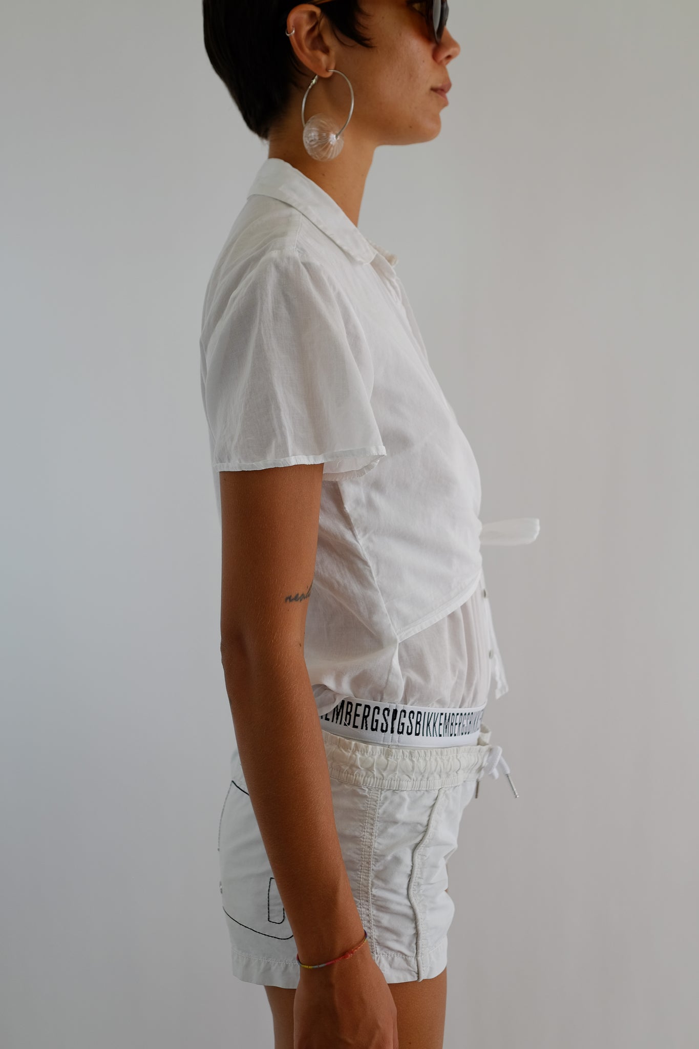 SISLEY TIE SHIRT IN WHITE COTTON VOILE