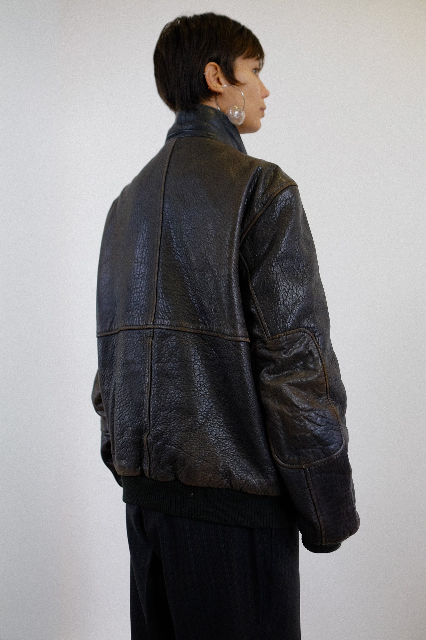 ANGELO LITRICO LEATHER JACKET IN DISTRESSED BROWN
