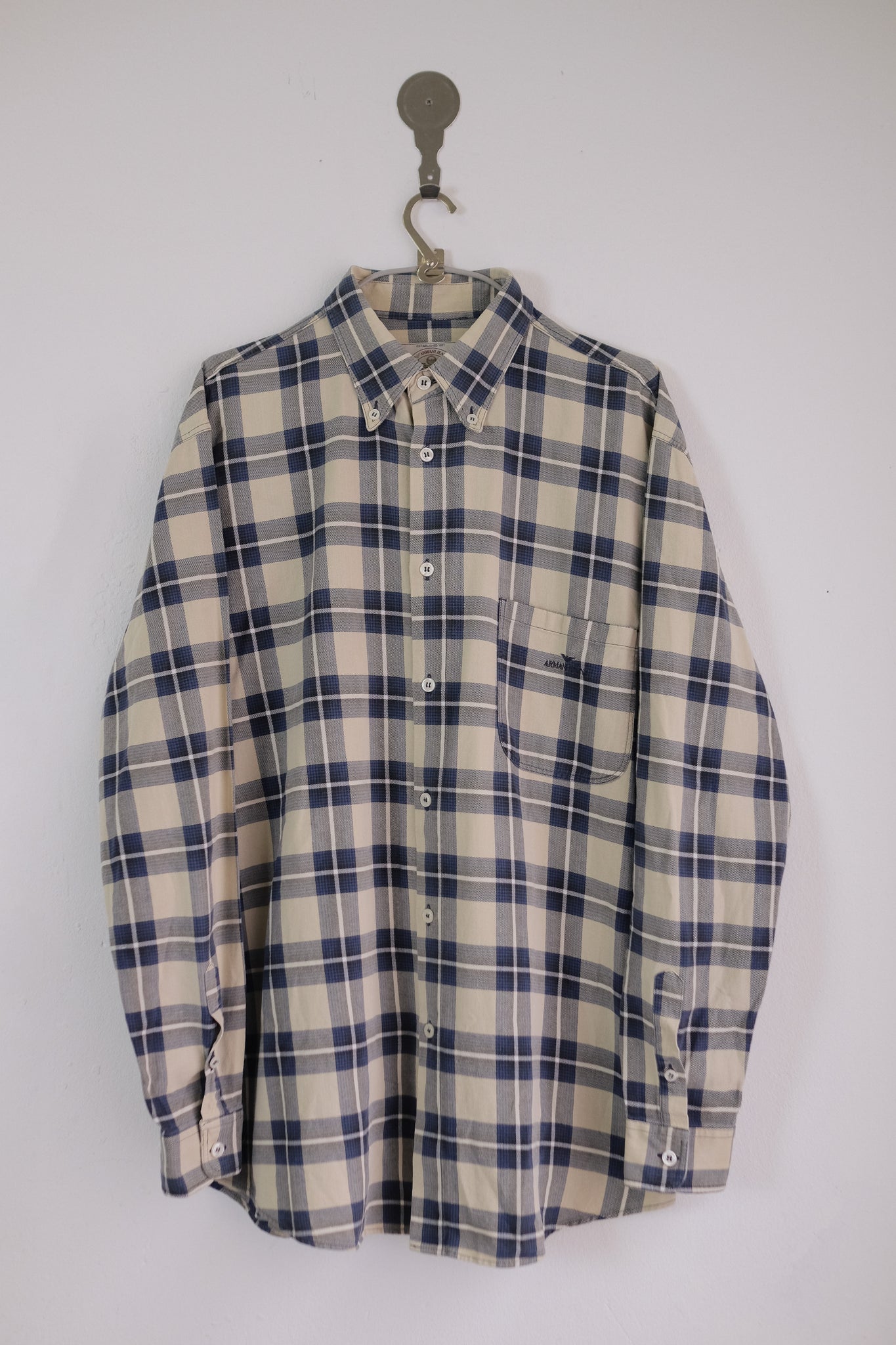 ARMANI JEANS CHECKED SHIRT IN BLUE
