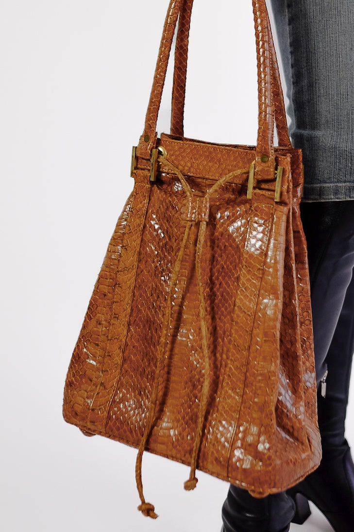 PYTHON ACCORDION SHOULDER BAG