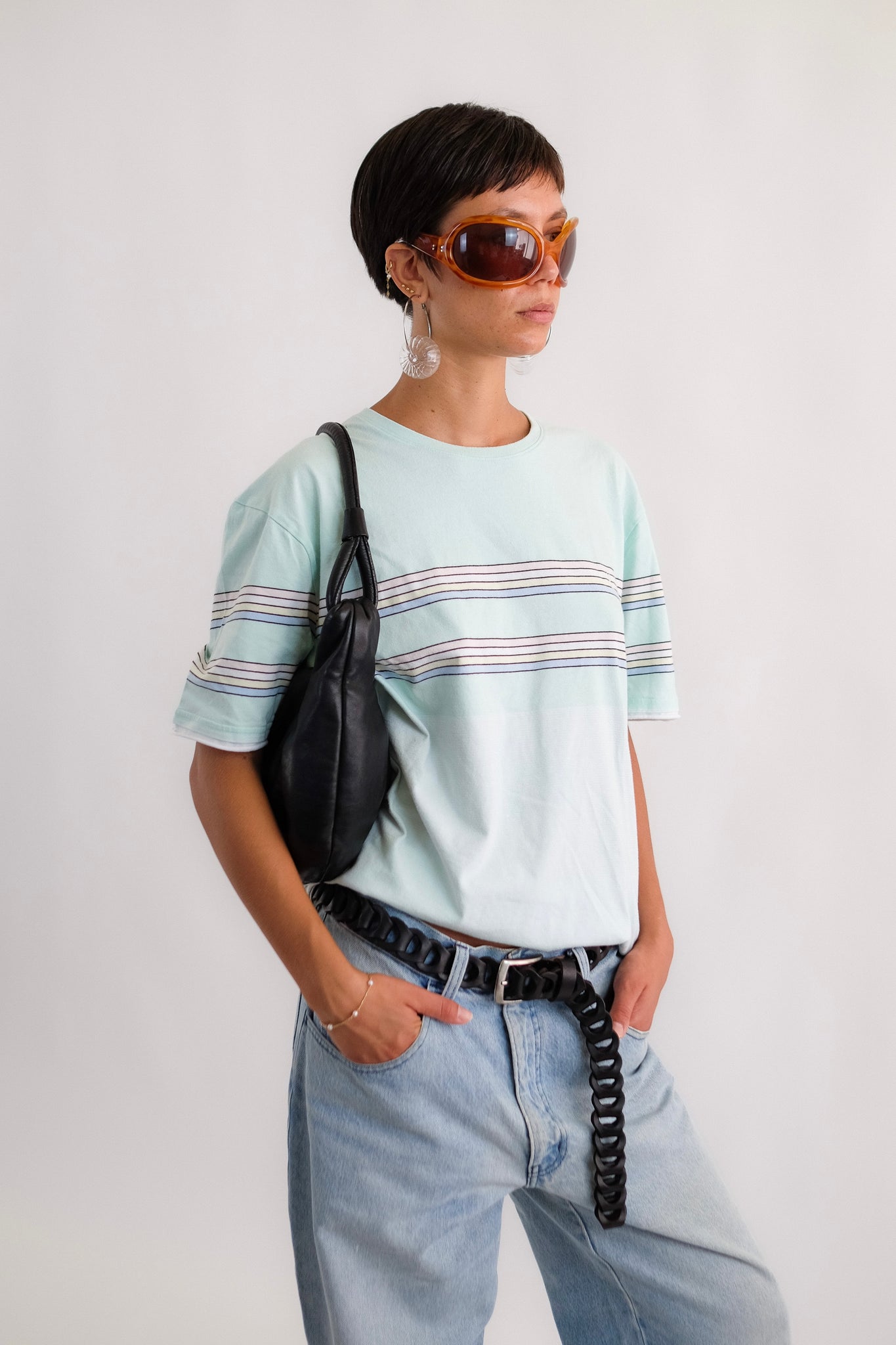FURLA LEATHER LOOP BAG IN BLACK