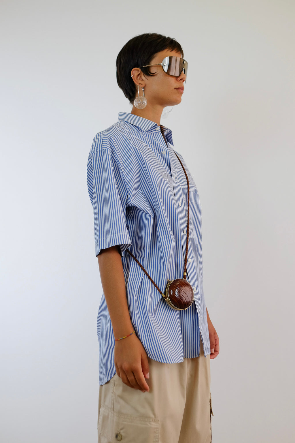 YVES SAINT LAURENT SHIRT IN BLUE STRIPE COTTON