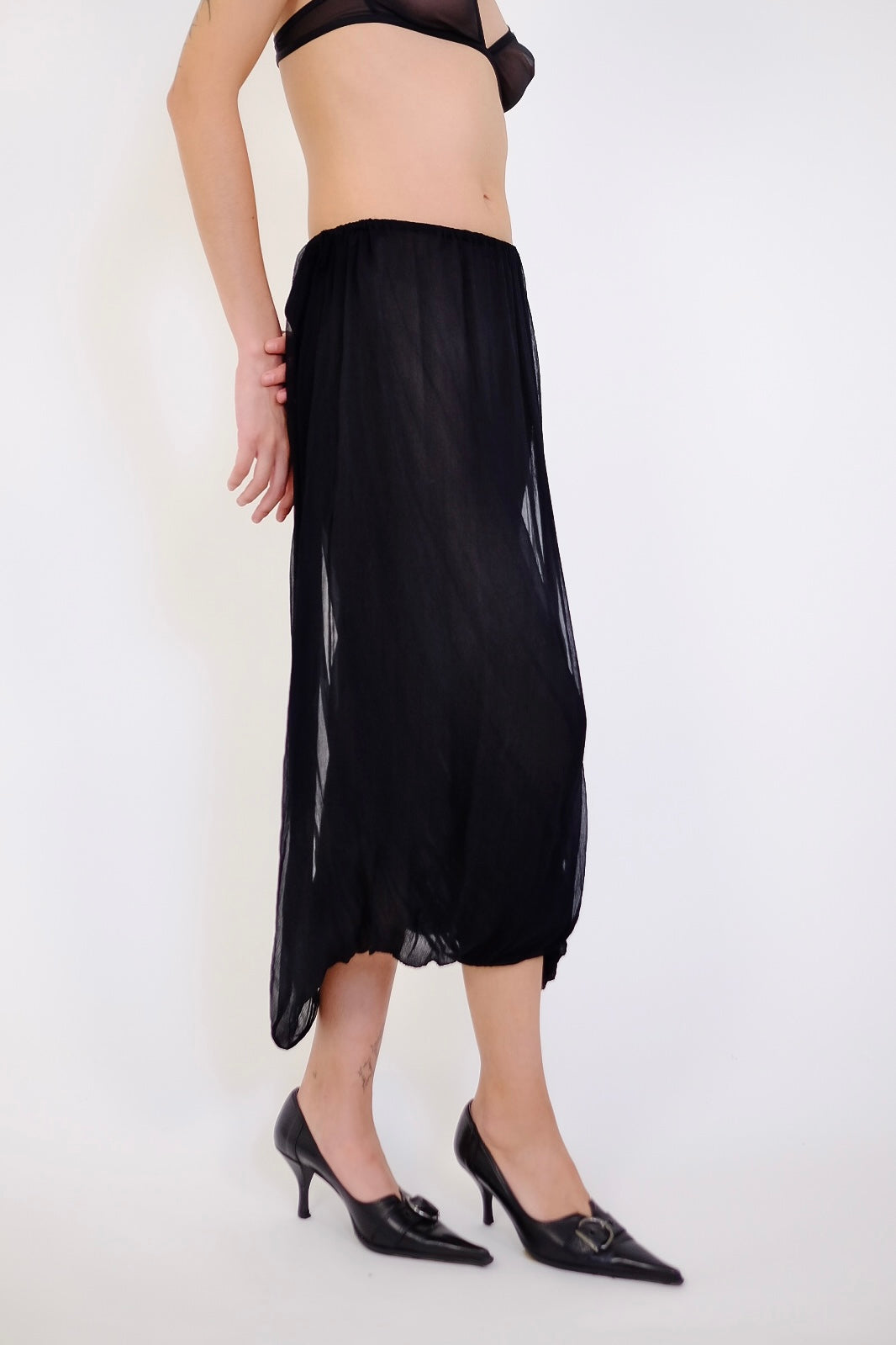 GAULTIER SILK CHIFFON TWISTED BUBBLE SKIRT