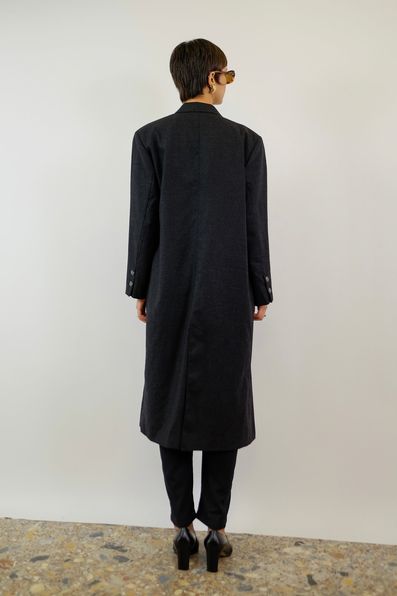 1980s JEAN PAUL GAULTIER DB COAT IN CHARCOAL WOOL