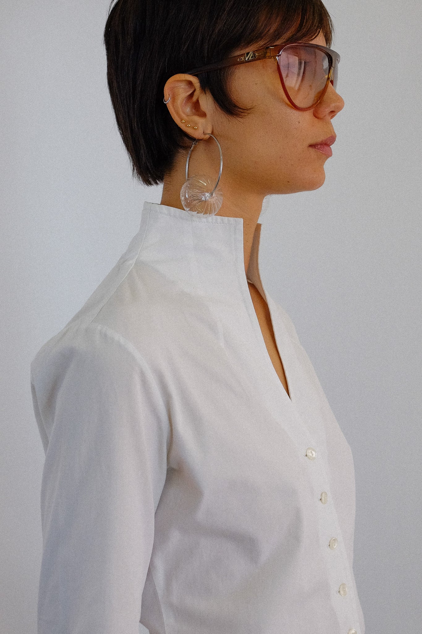 COMBIPEL ESISTO FUNNEL NECK SHIRT IN WHITE
