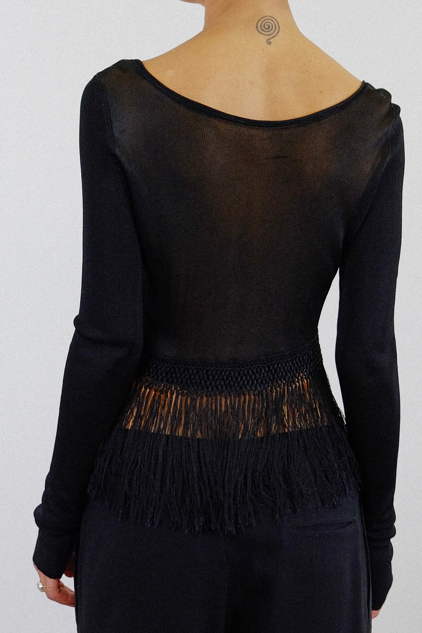 MOSCHINO CROP FRINGED CARDIGAN IN BLACK