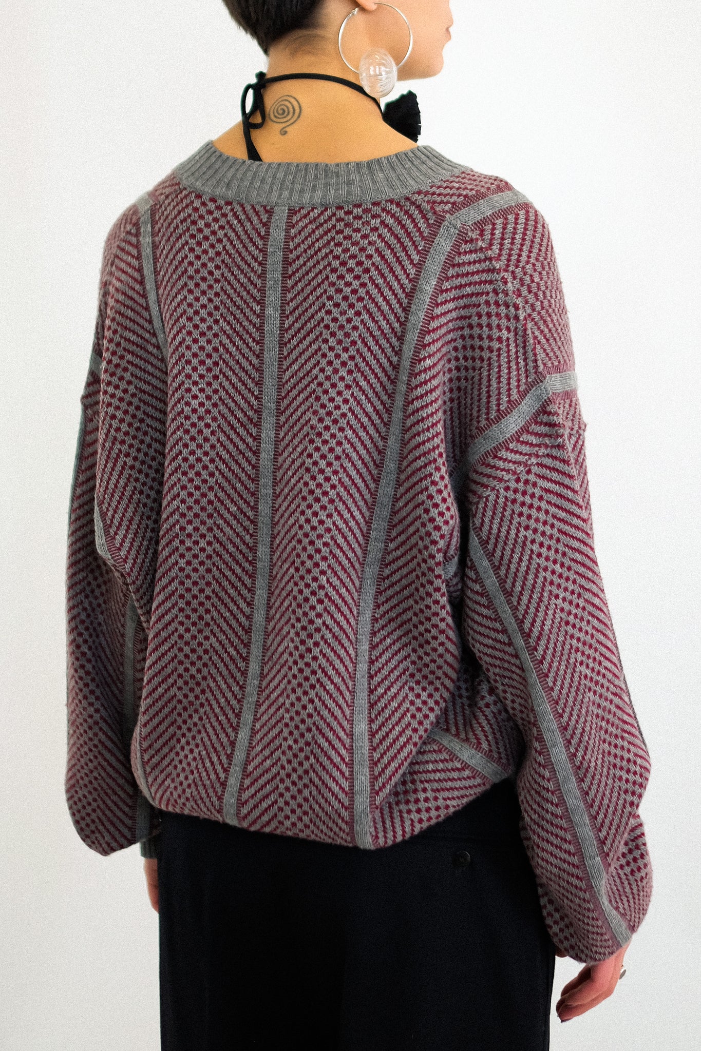1980s LANVIN PURE VIRGIN WOOL INTARSIA SWEATER