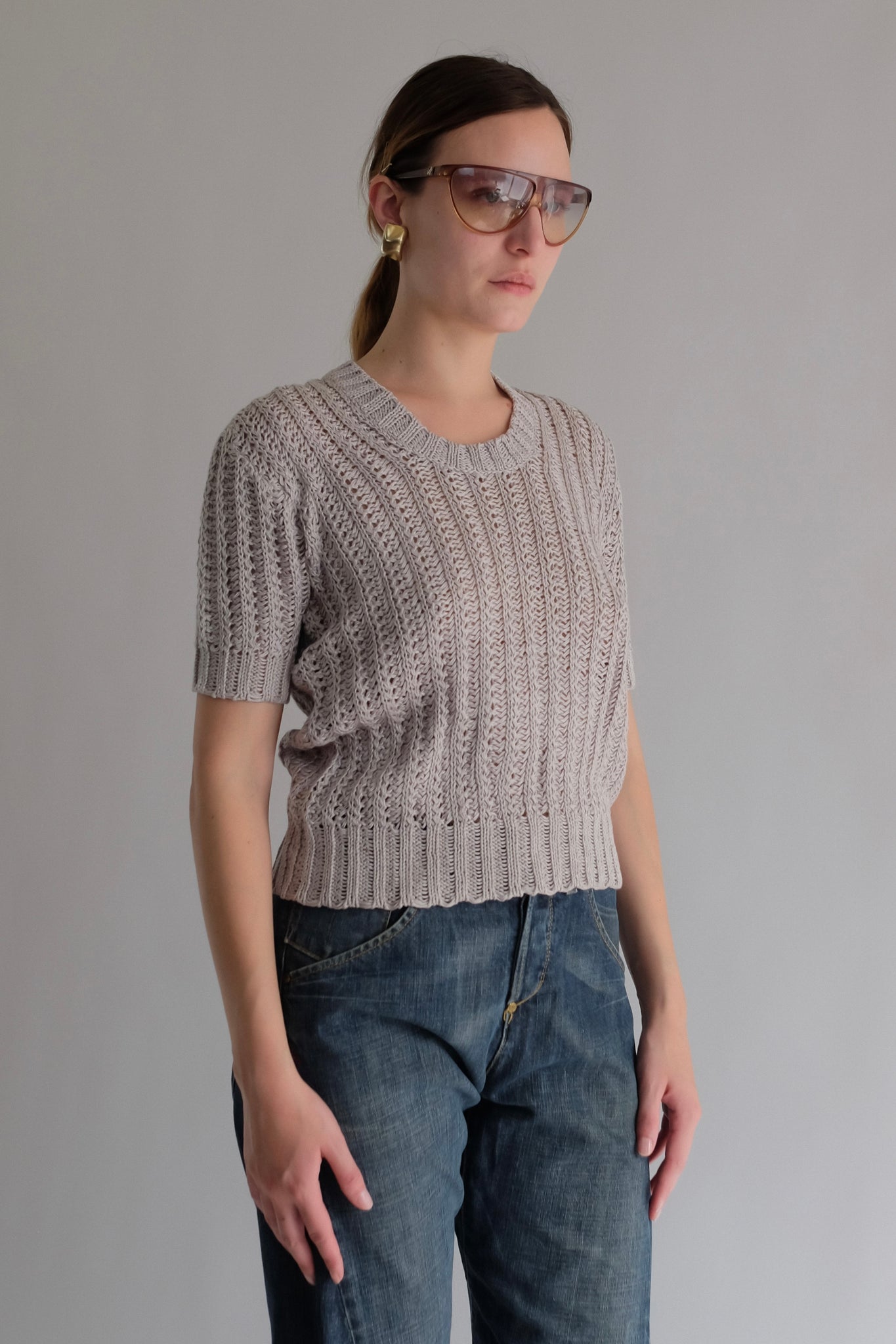 1960S ITALIAN VINTAGE DEADSTOCK LINEN KNIT IN NEUTRAL