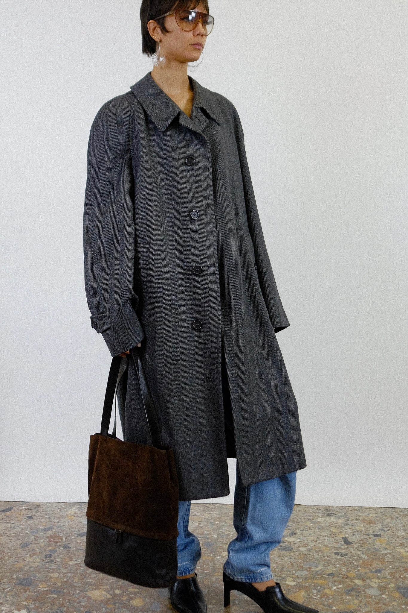 MAX MARA SUEDE BUCKET SHOULDER BAG IN CHOCOLATE BROWN