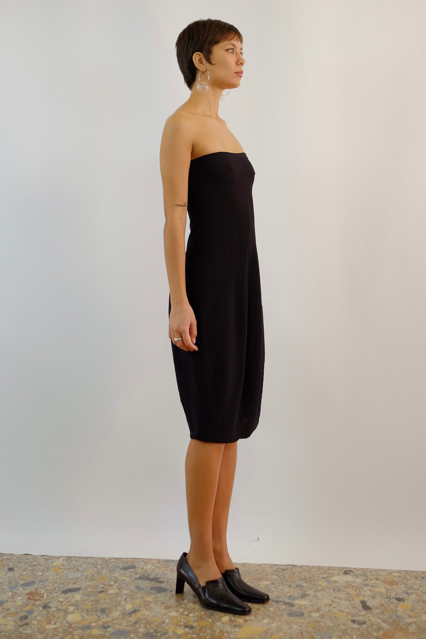 TERRE ALTE STRETCH KNIT BUBBLE DRESS IN BLACK
