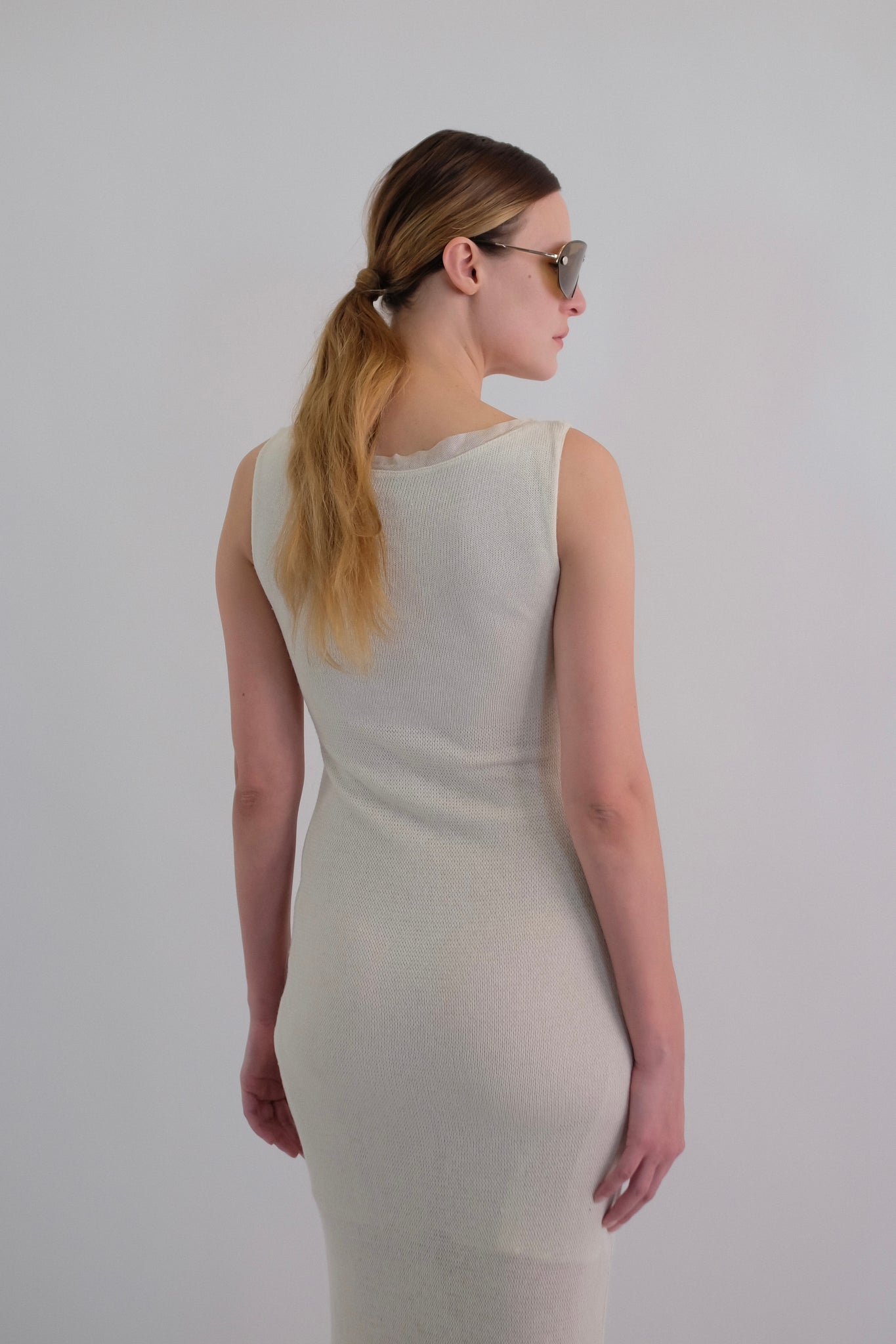 COMPAGNIA ITALIANA COTTON KNIT MAXI DRESS IN WHITE